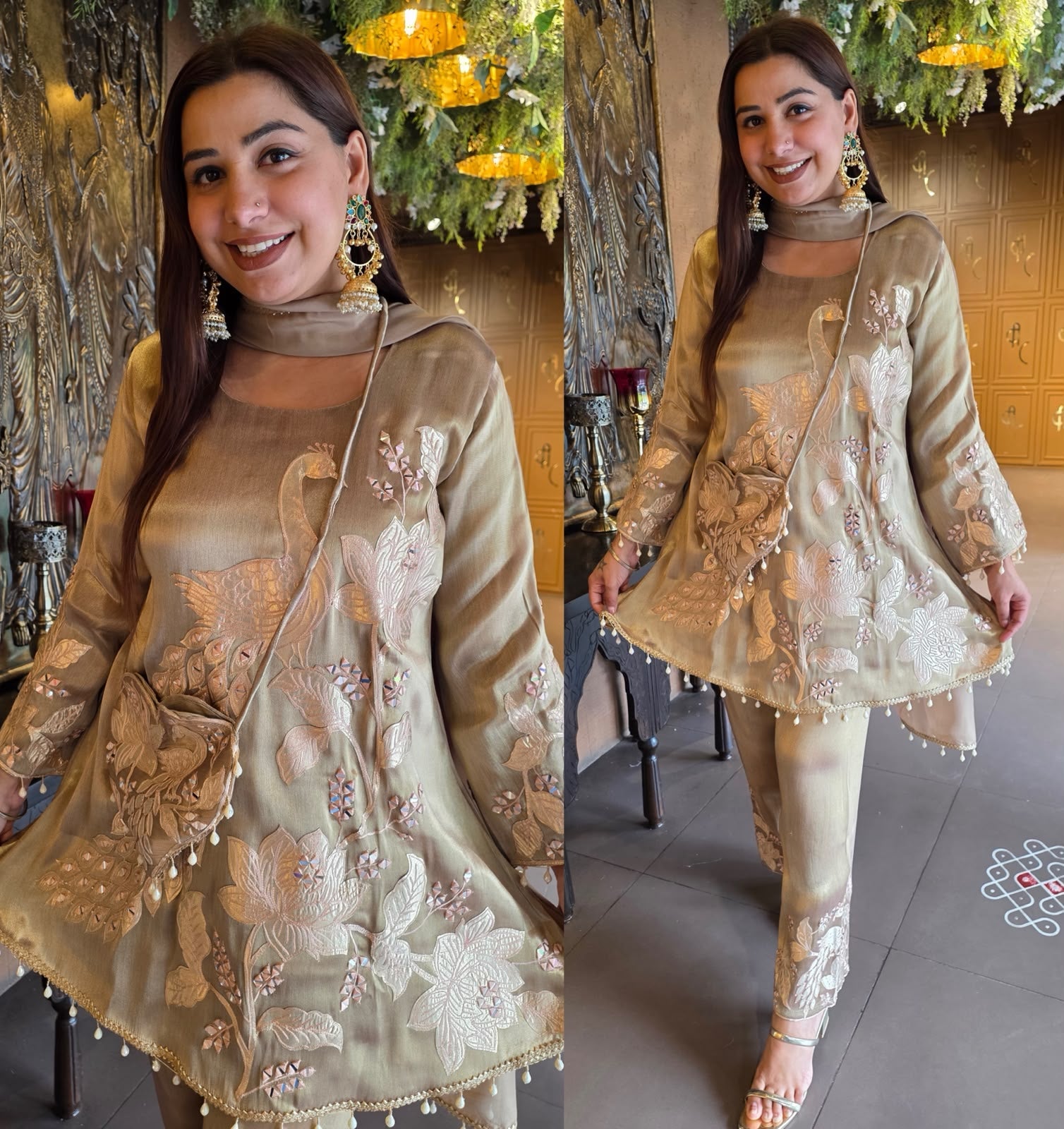 Peacock Embroidered Suit Set