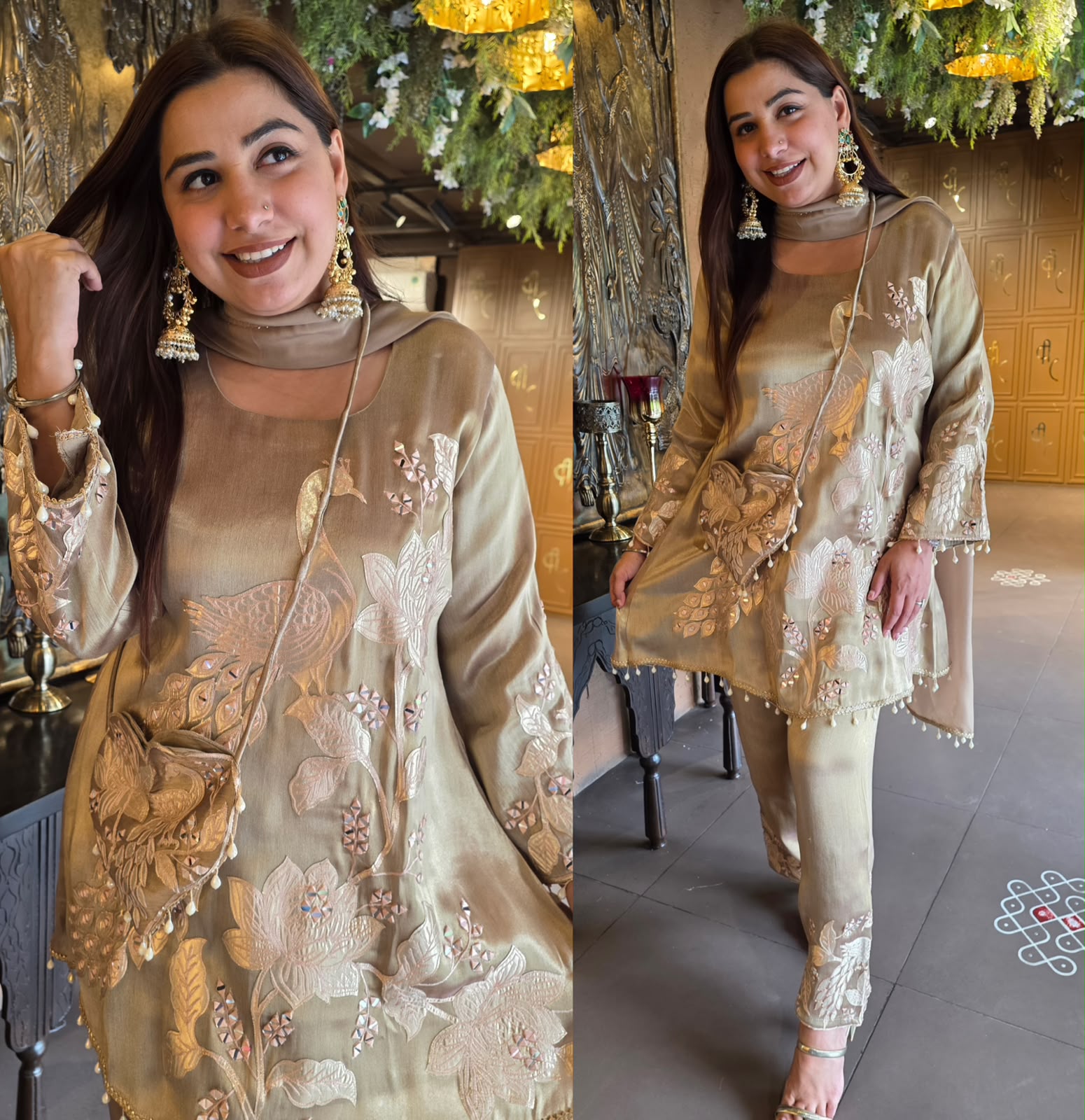 Peacock Embroidered Suit Set