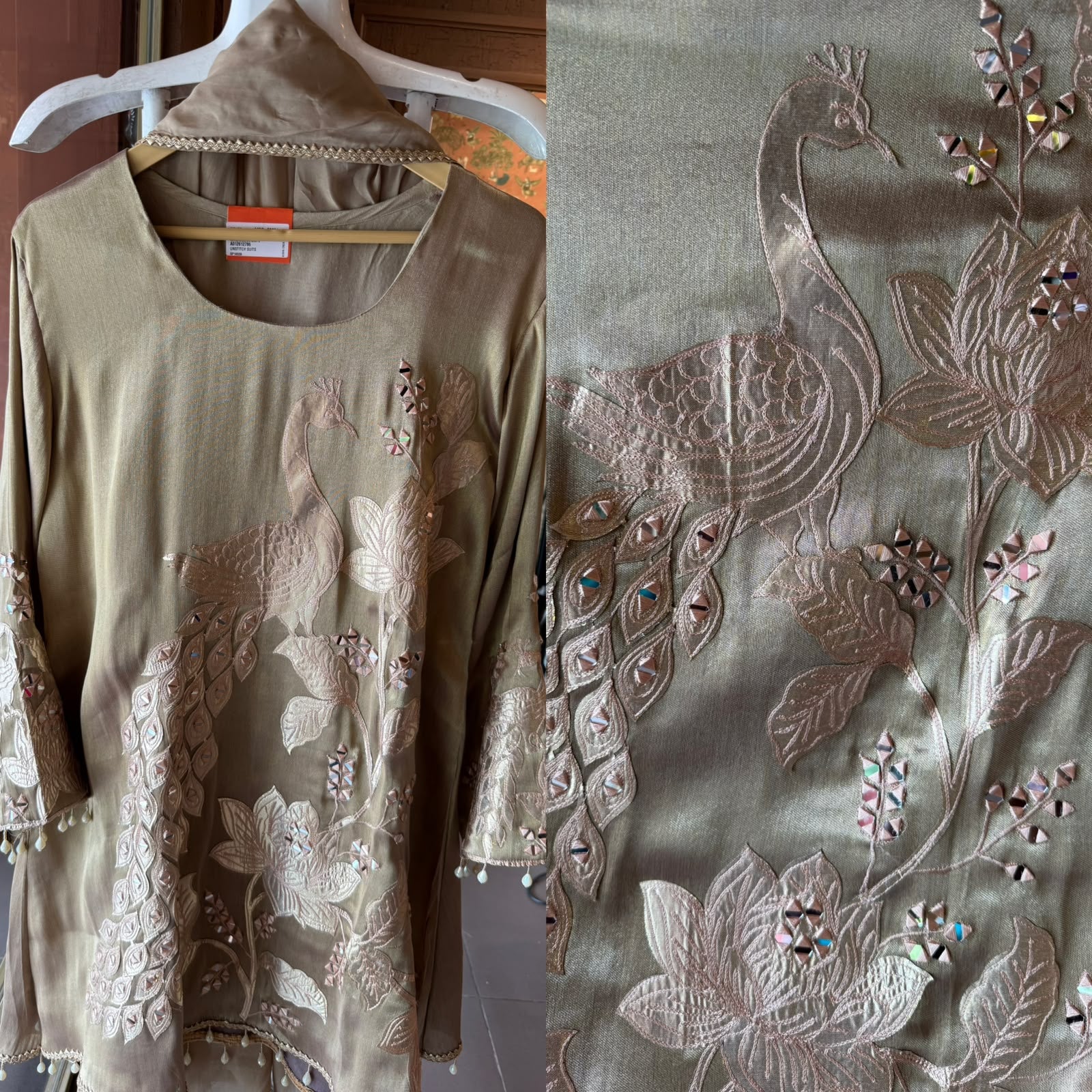 Peacock Embroidered Suit Set