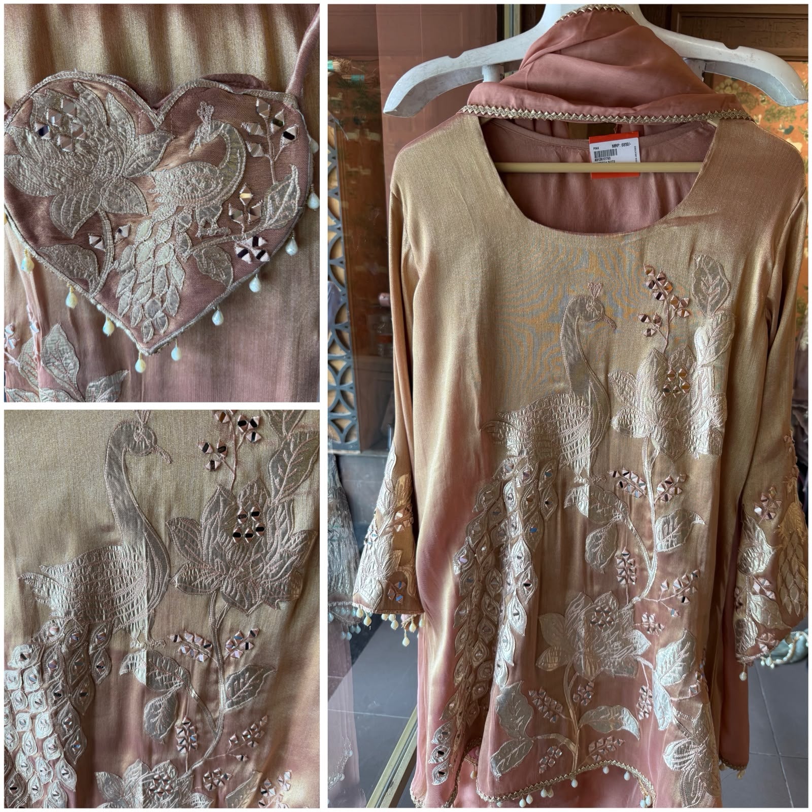 Peacock Embroidered Suit Set