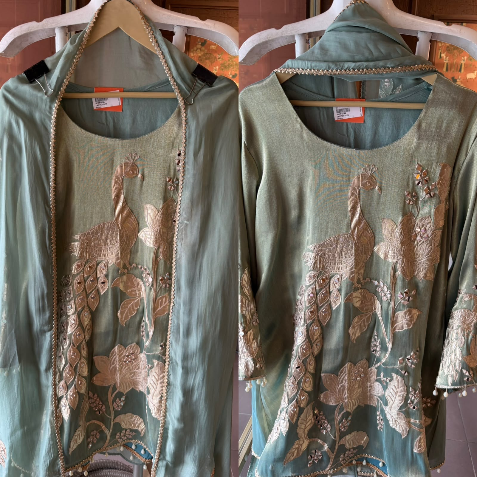 Peacock Embroidered Suit Set