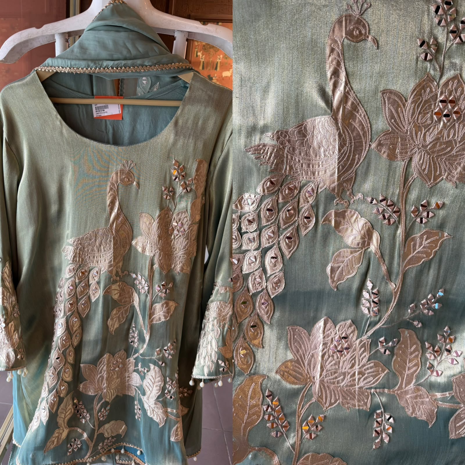 Peacock Embroidered Suit Set