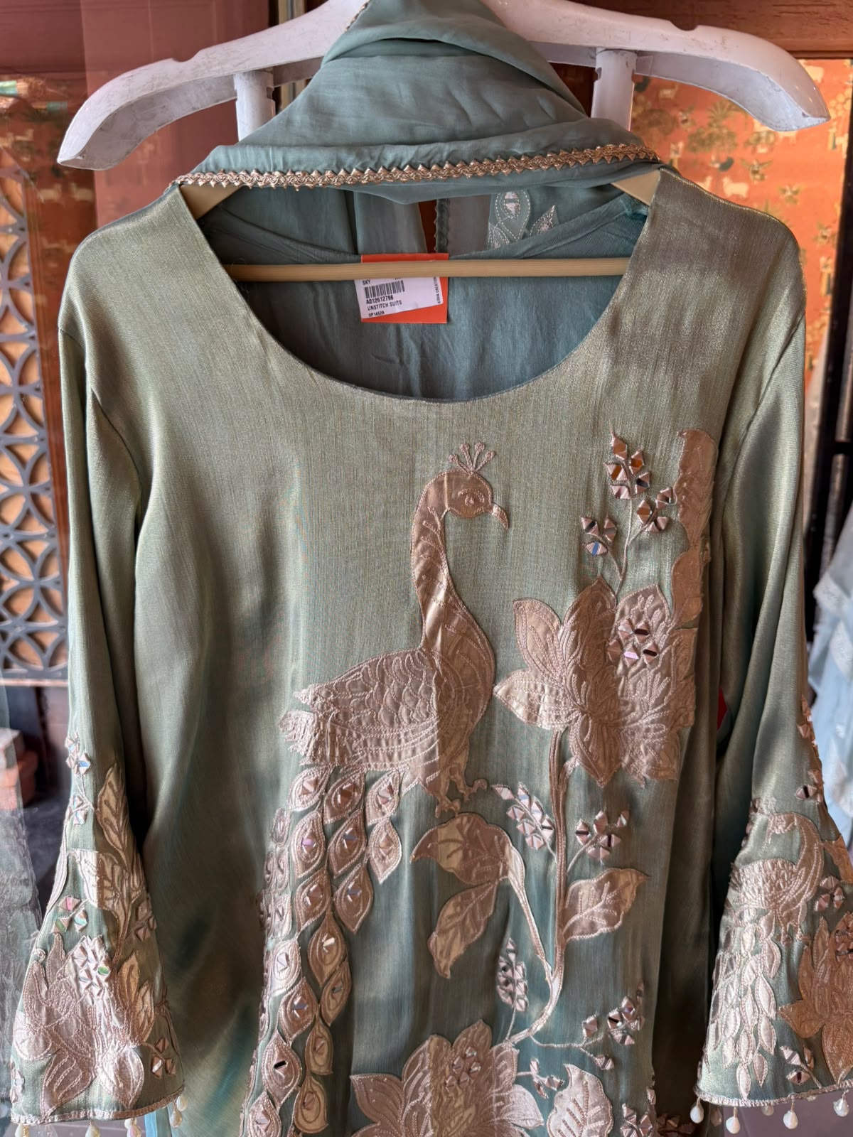 Peacock Embroidered Suit Set