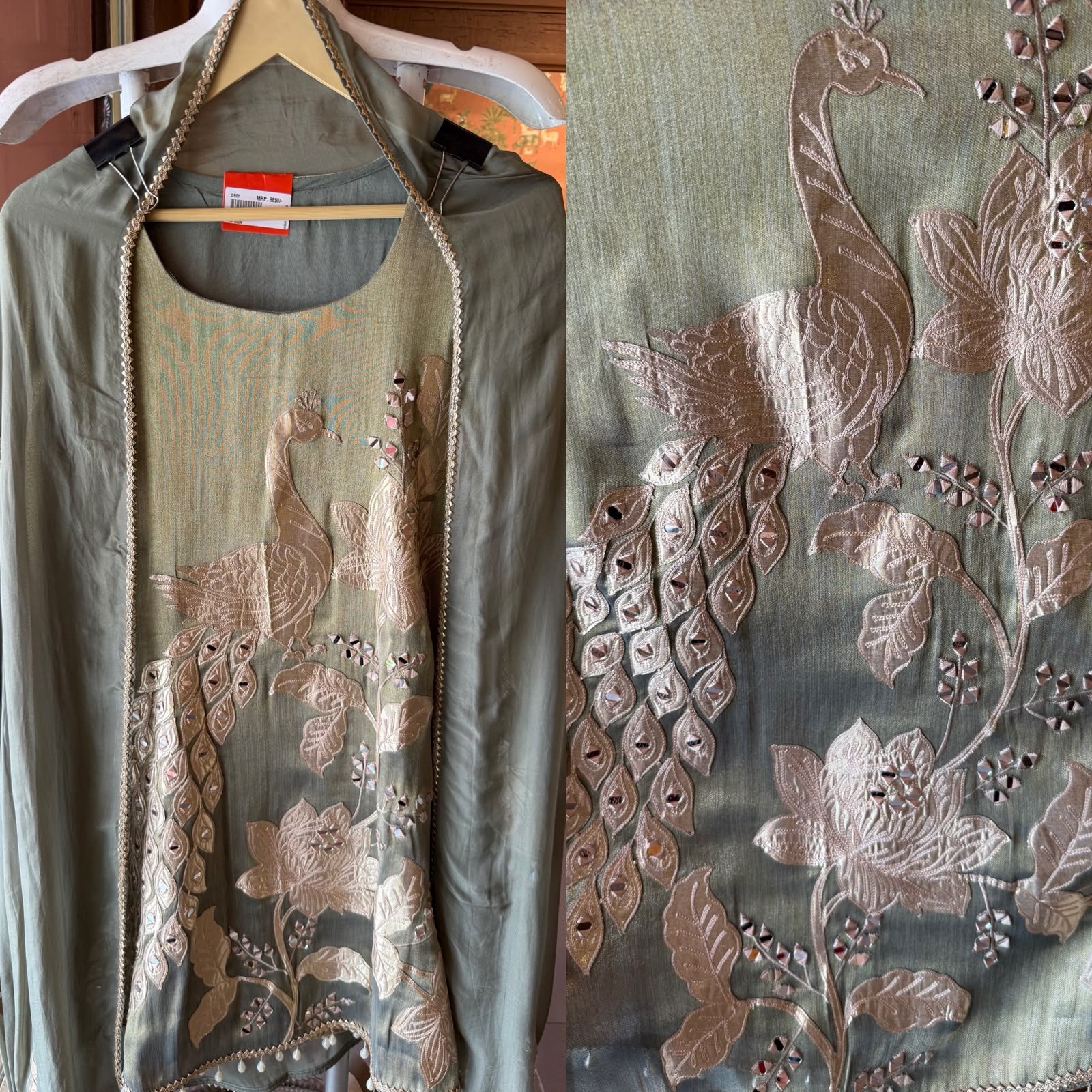 Peacock Embroidered Suit Set