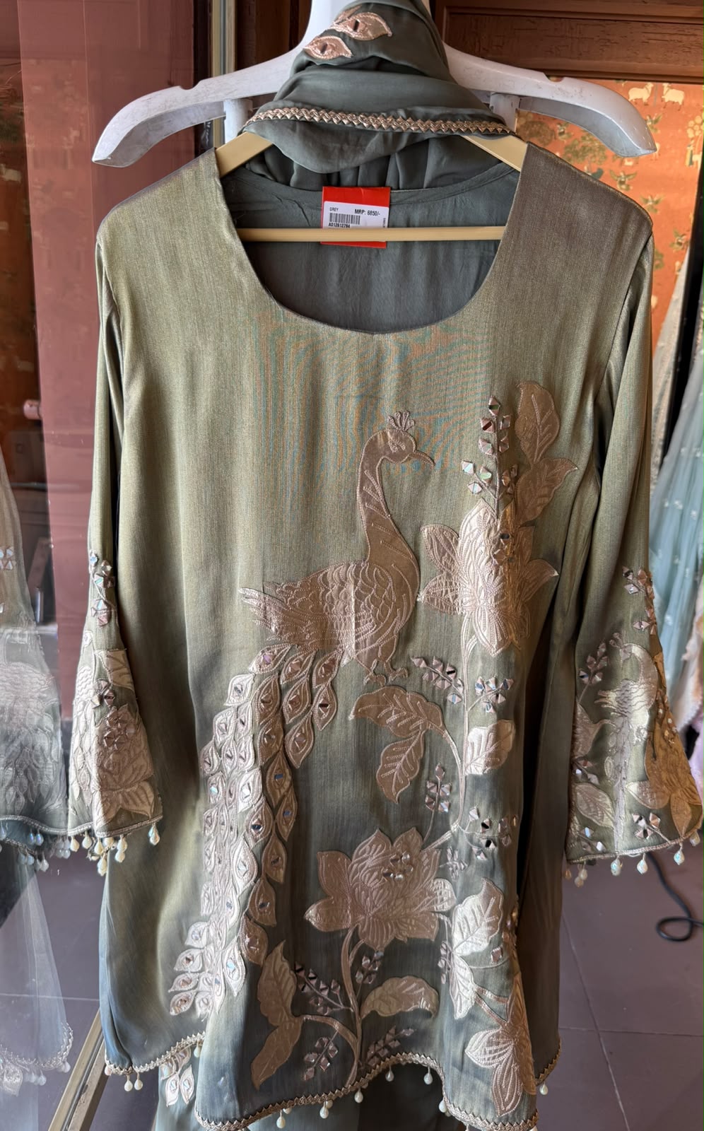 Peacock Embroidered Suit Set