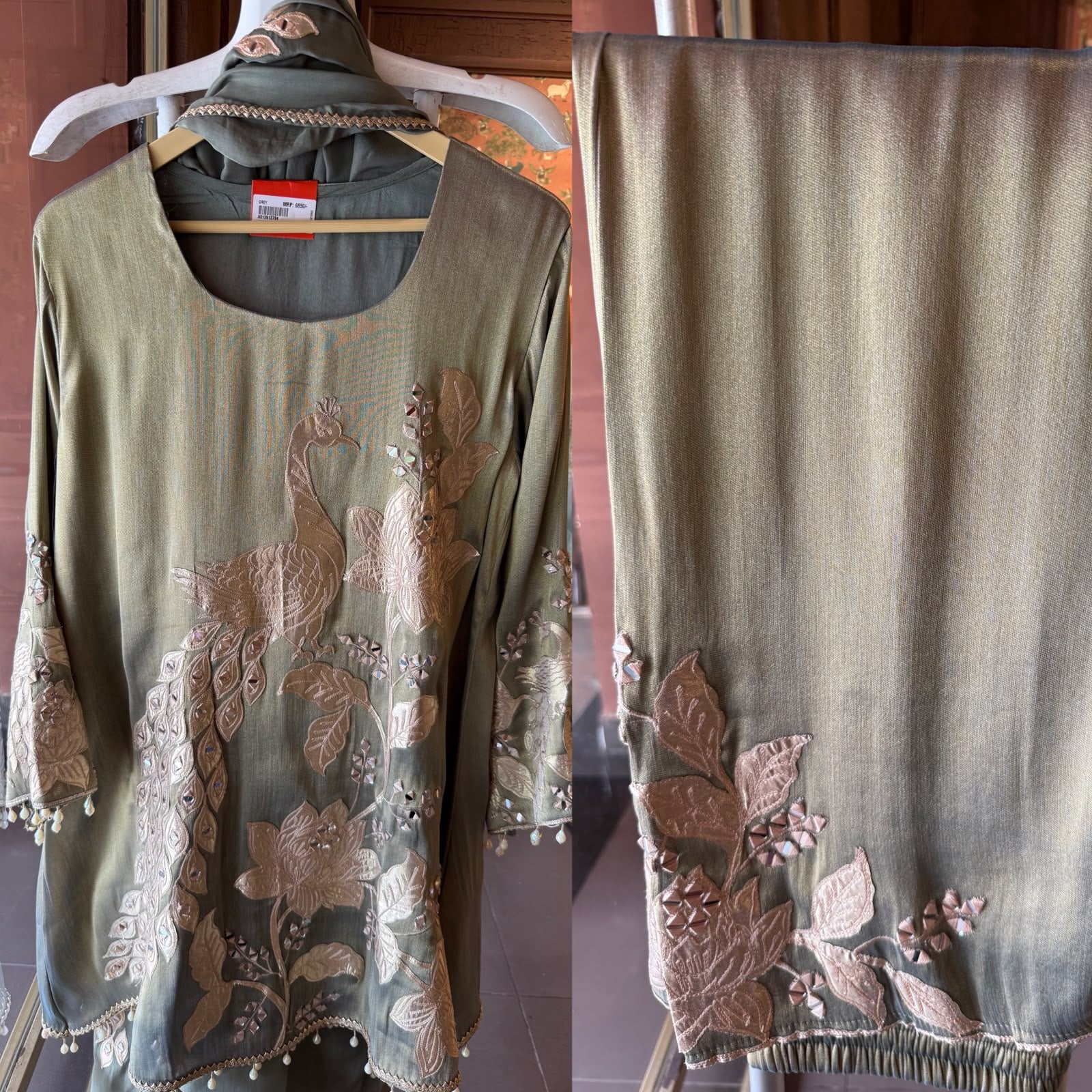 Peacock Embroidered Suit Set