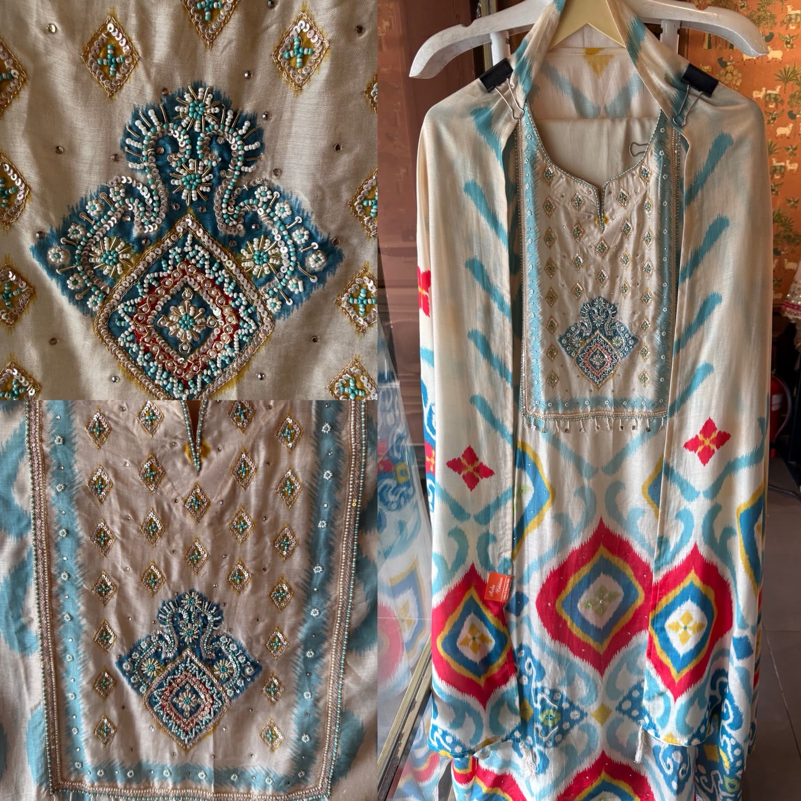 Printed Ikat Style Suit Set