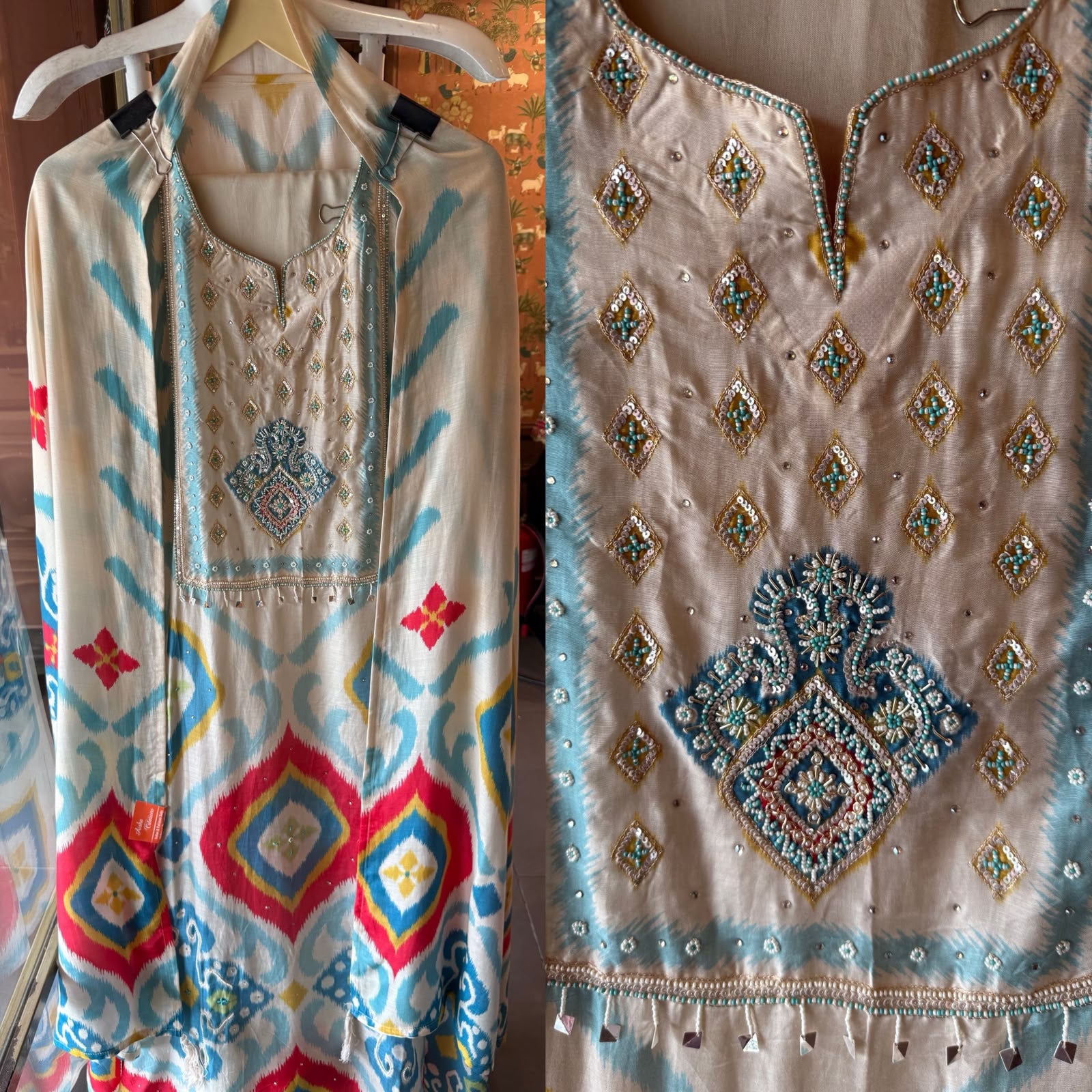 Printed Ikat Style Suit Set