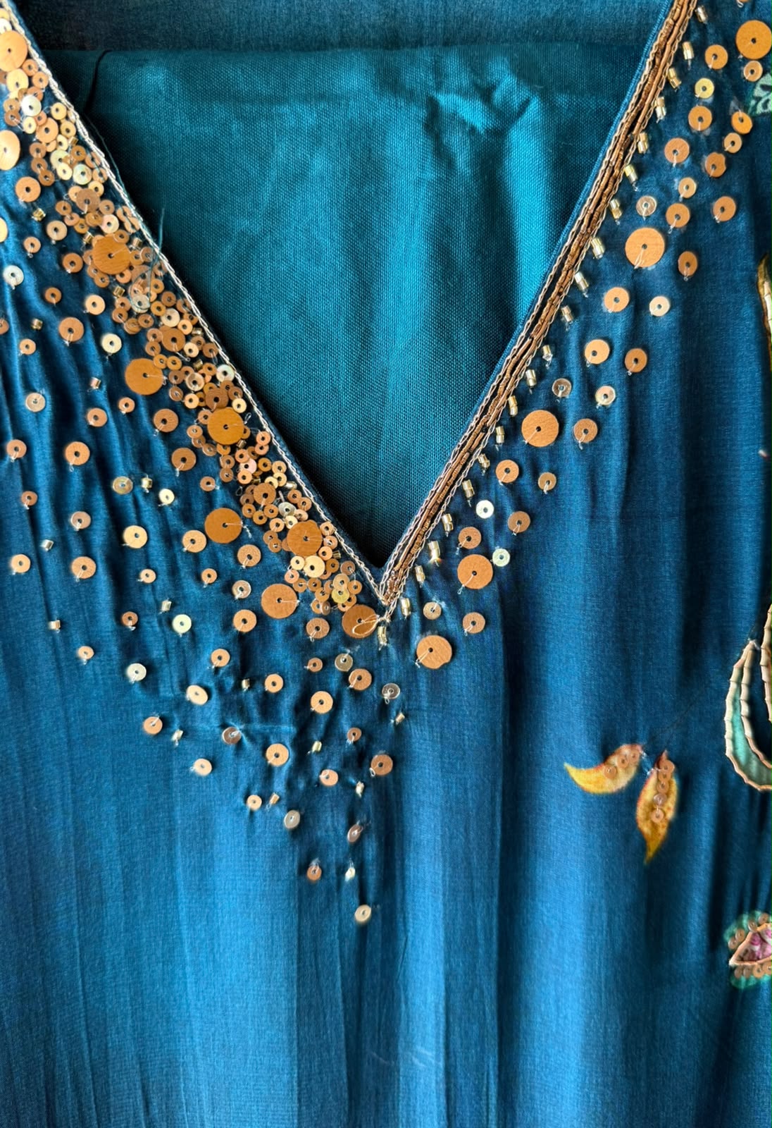Teal Floral Printed Designer Suit