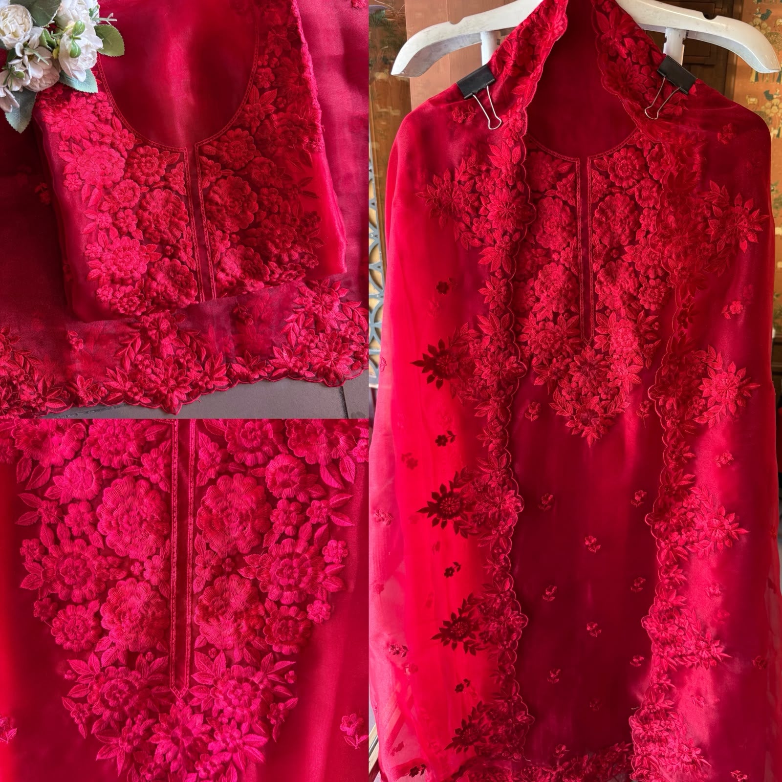 Floral thread Embroidered Suit Set