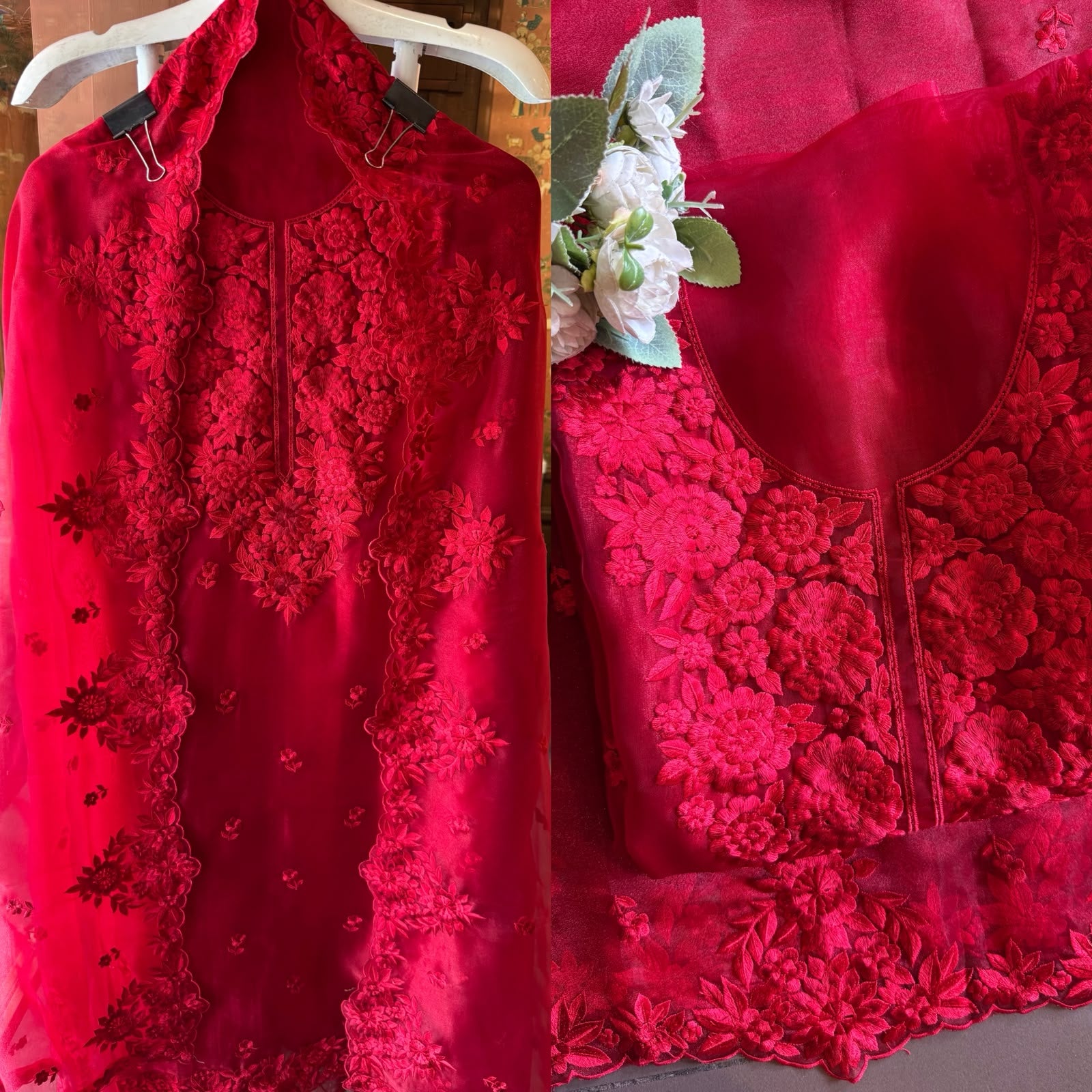 Floral thread Embroidered Suit Set