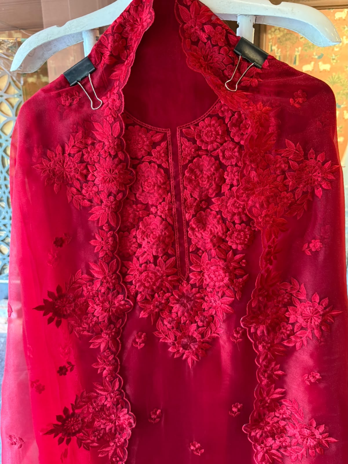 Floral thread Embroidered Suit Set
