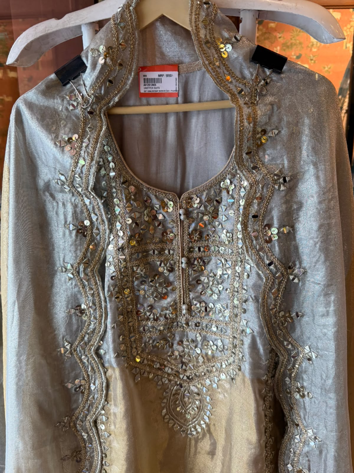 Champagne Gold Mirror Work Premium Suit Set