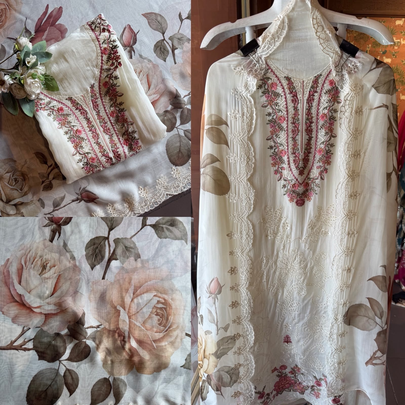 Soft organza Unstitched Shirt