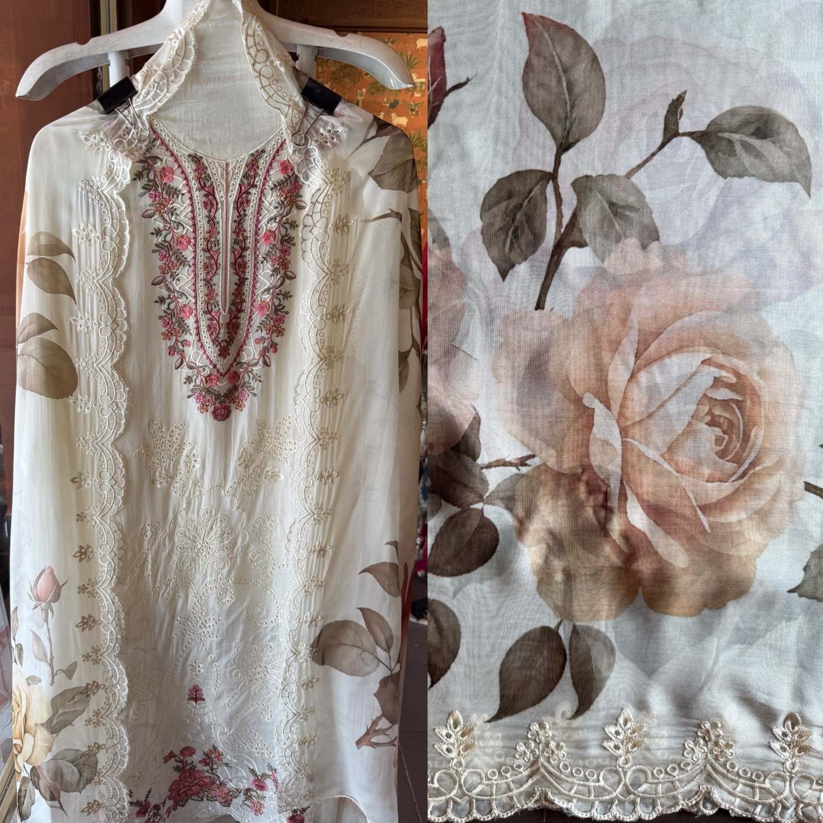 Soft organza Unstitched Shirt