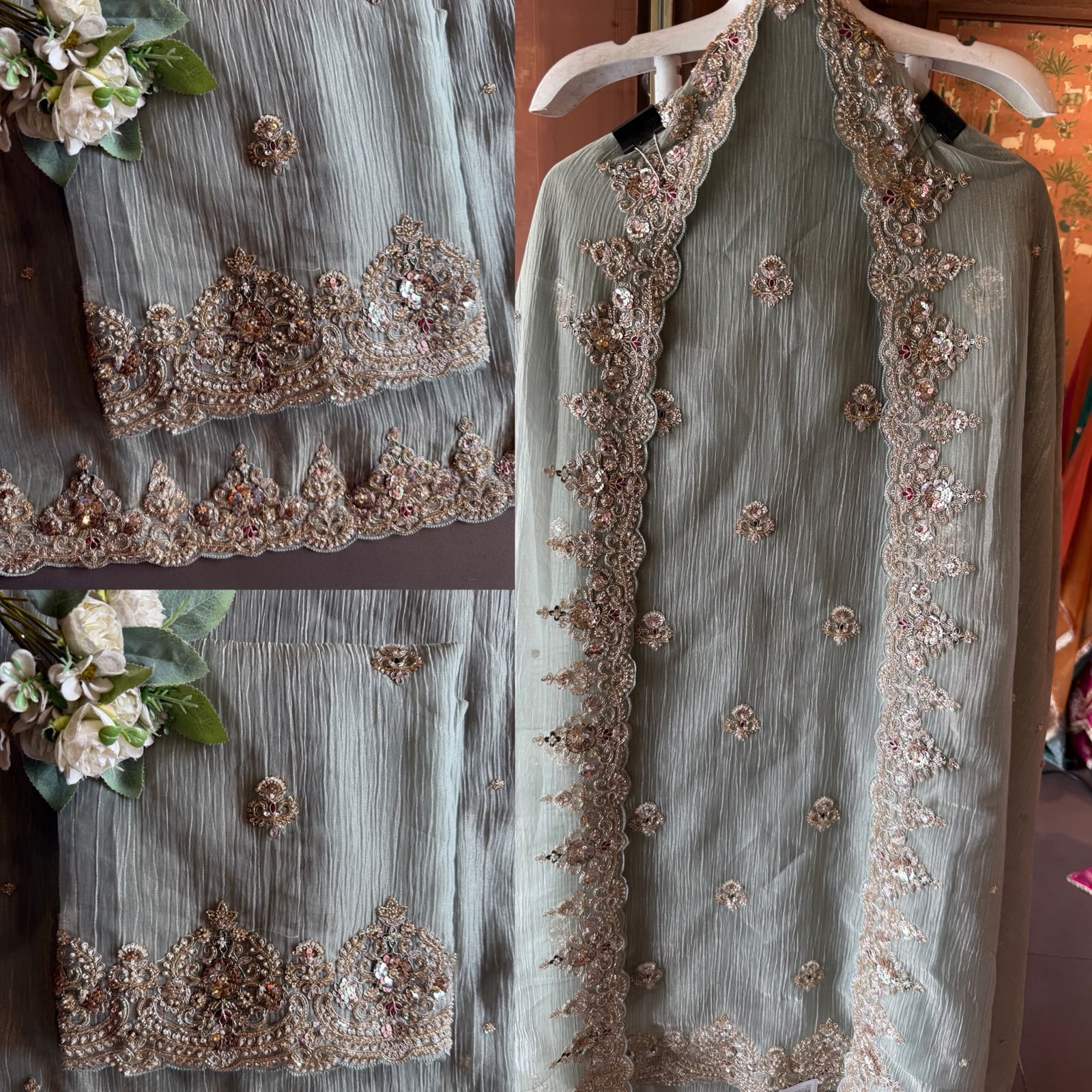 Hand embellished designer suit set