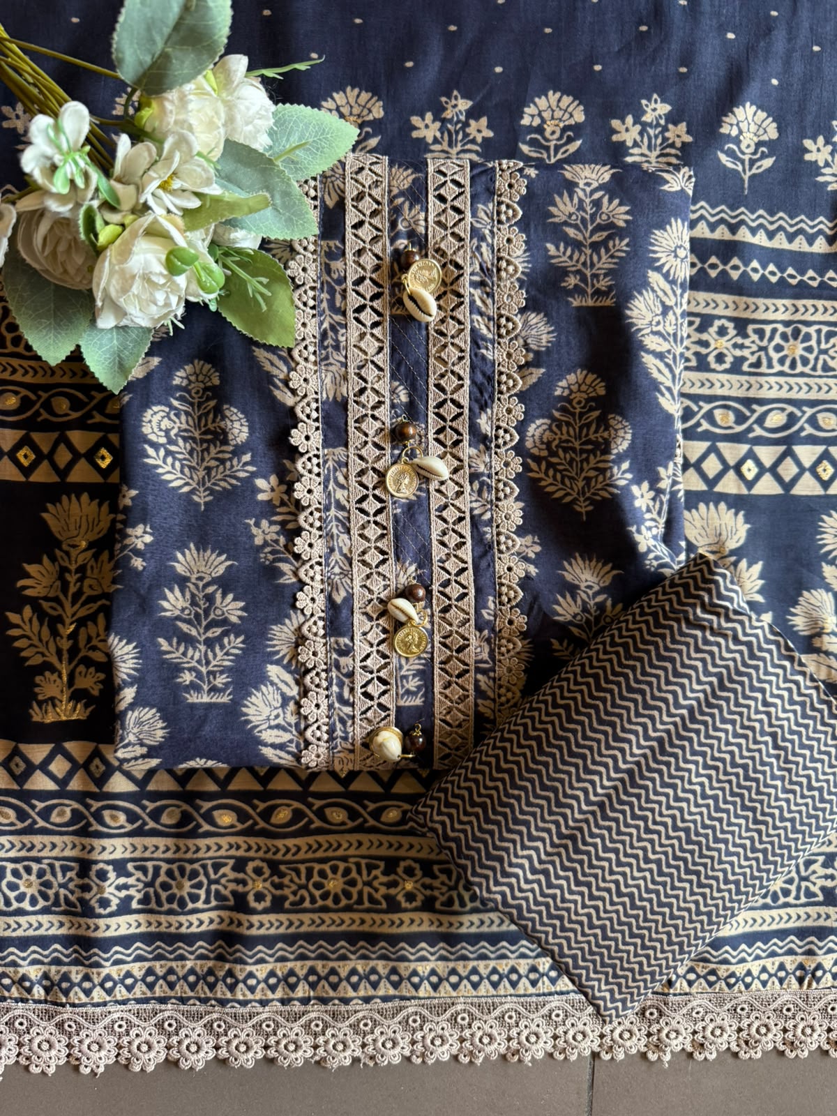 Digital block Muslin Printed Cotton Suit Set