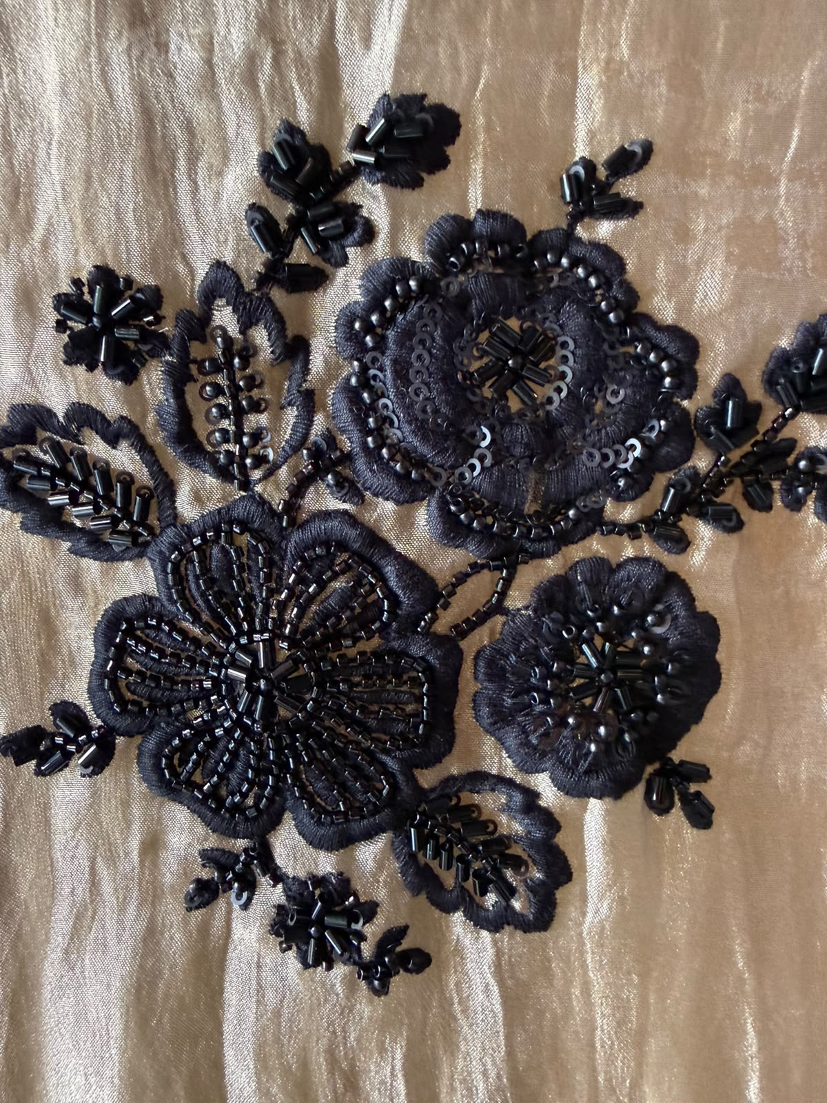 Black & beige bead embellished Embroidered Suit Set