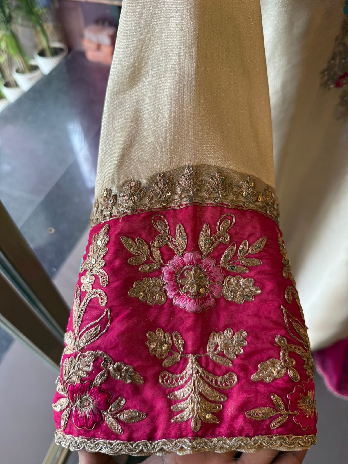 Ivory Multi coloured Floral Embroidered Suit Set