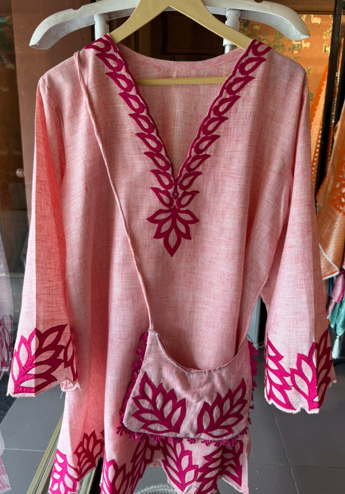 Two-piece co-ord set with matching sling bag