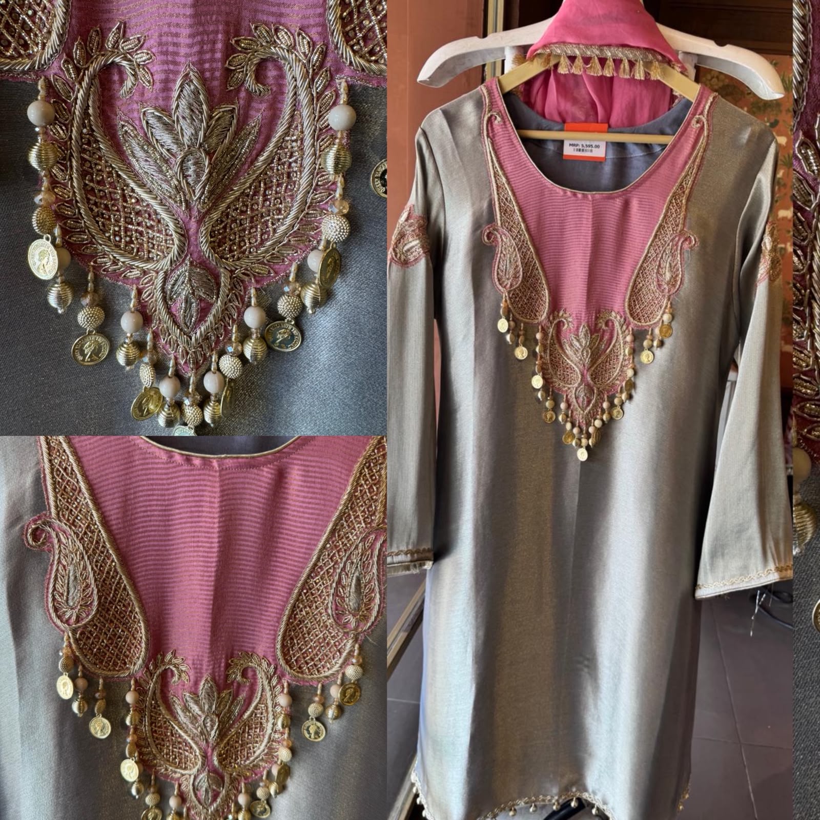 Elegant shimmer giraffe tissue  ethnic kurta