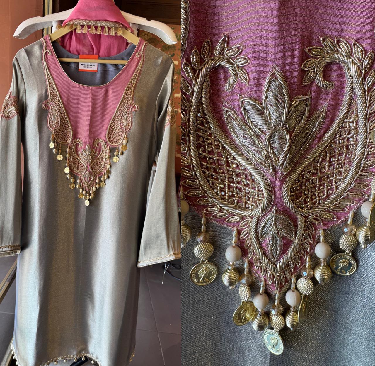 Elegant shimmer giraffe tissue  ethnic kurta