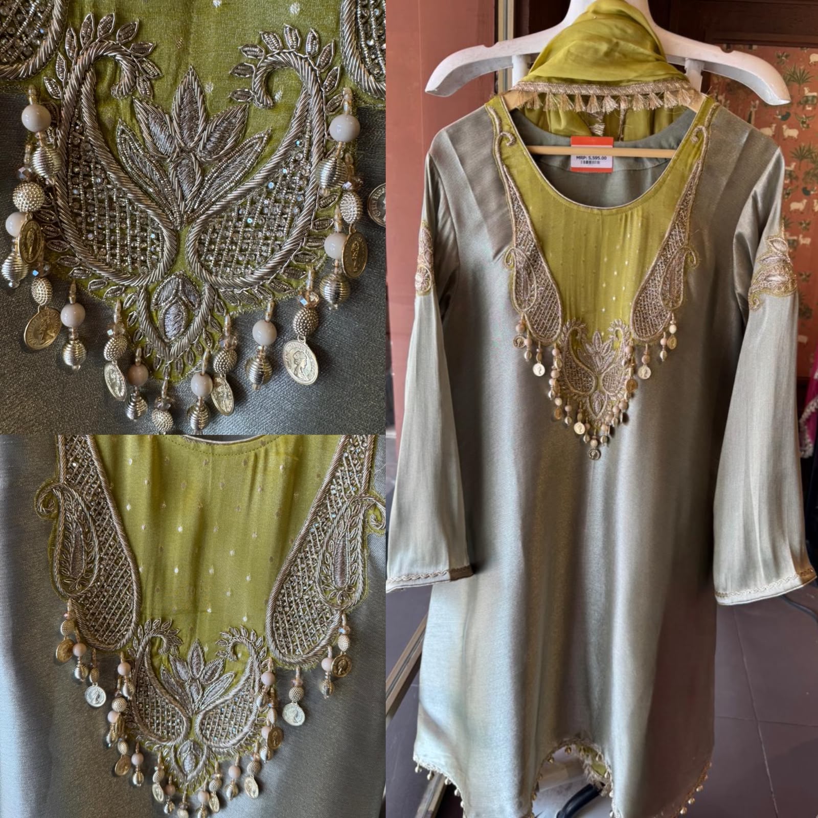 Elegant shimmer giraffe tissue  ethnic kurta