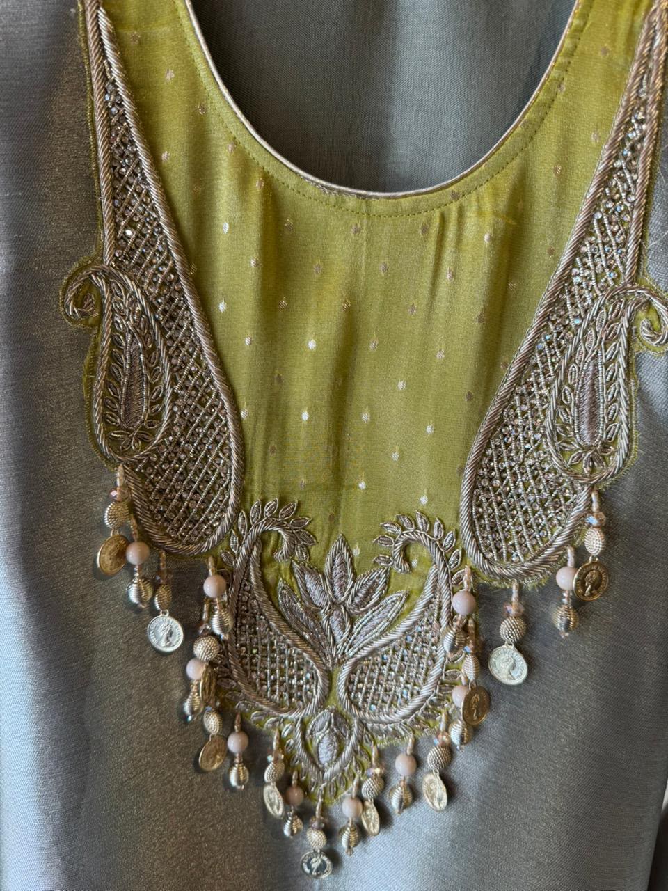 Elegant shimmer giraffe tissue  ethnic kurta