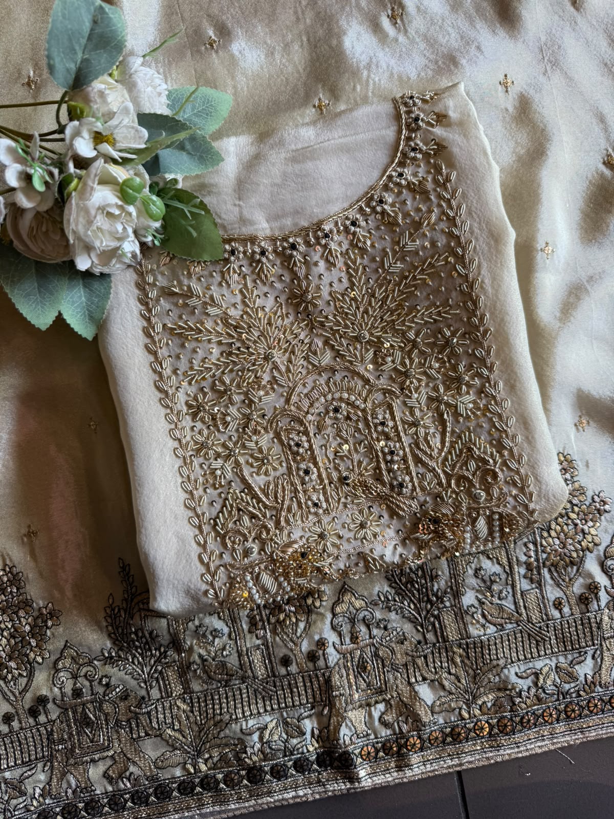 Ivory Heritage Hand-Embroidered Suit Set