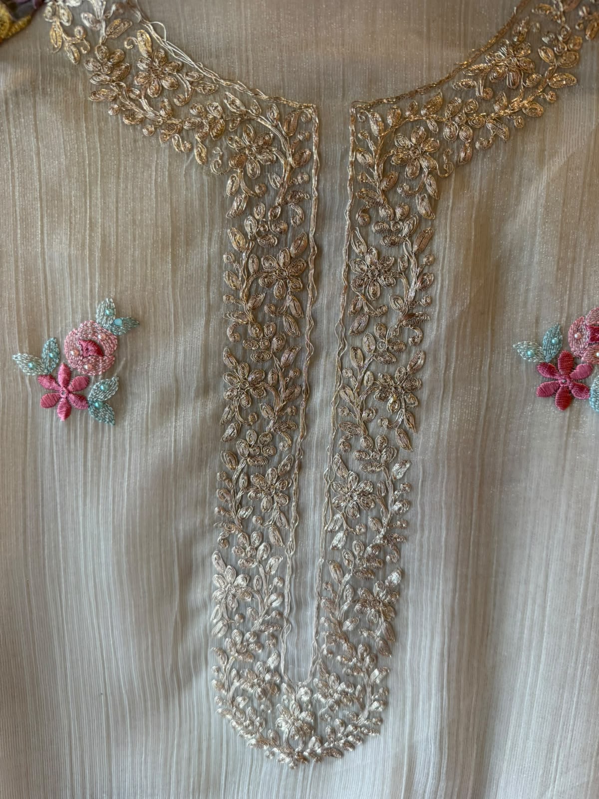 Multi coloured Floral Embroidered Suit Set