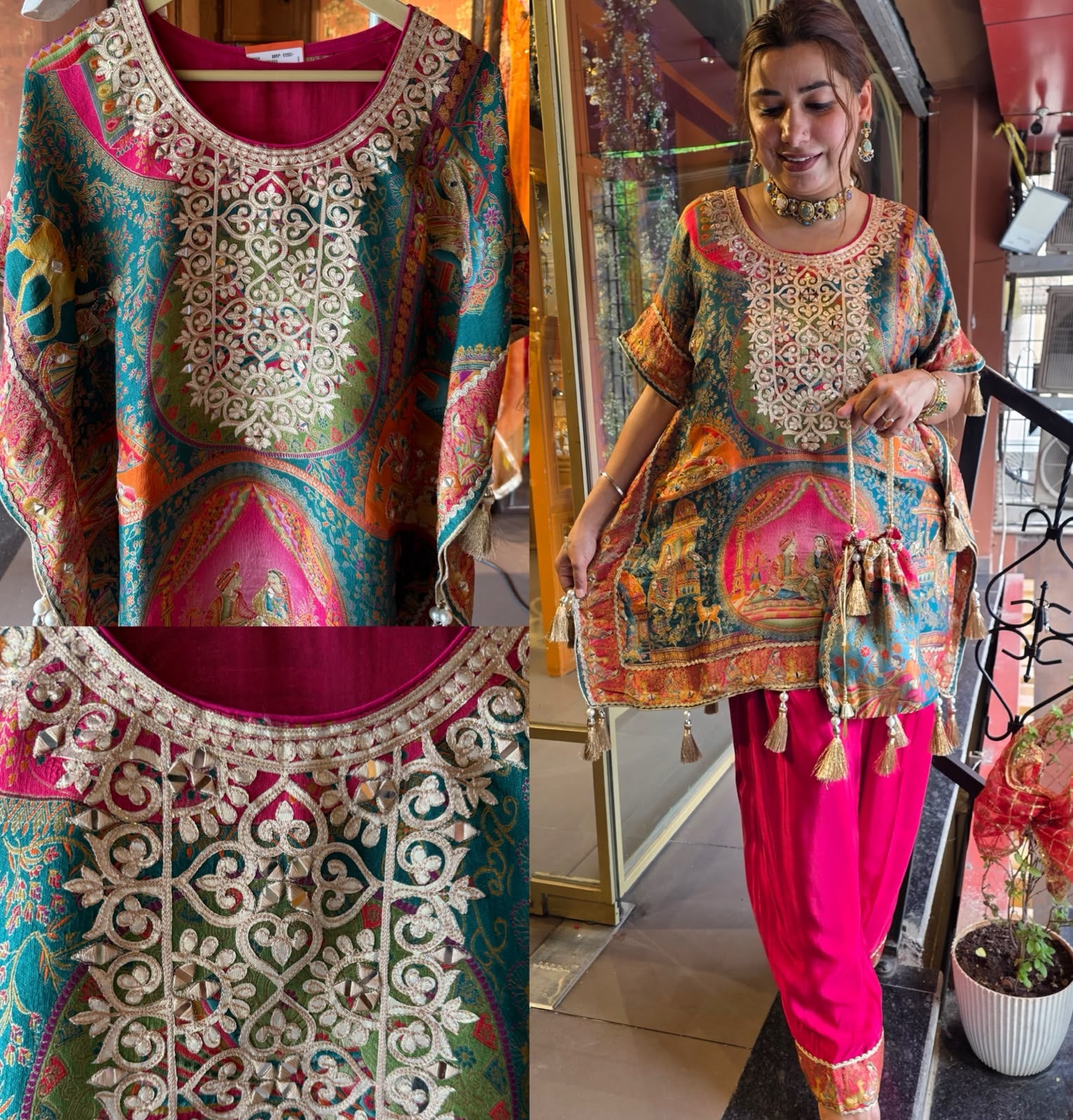 Multicolor Heritage woven Kaftan Set