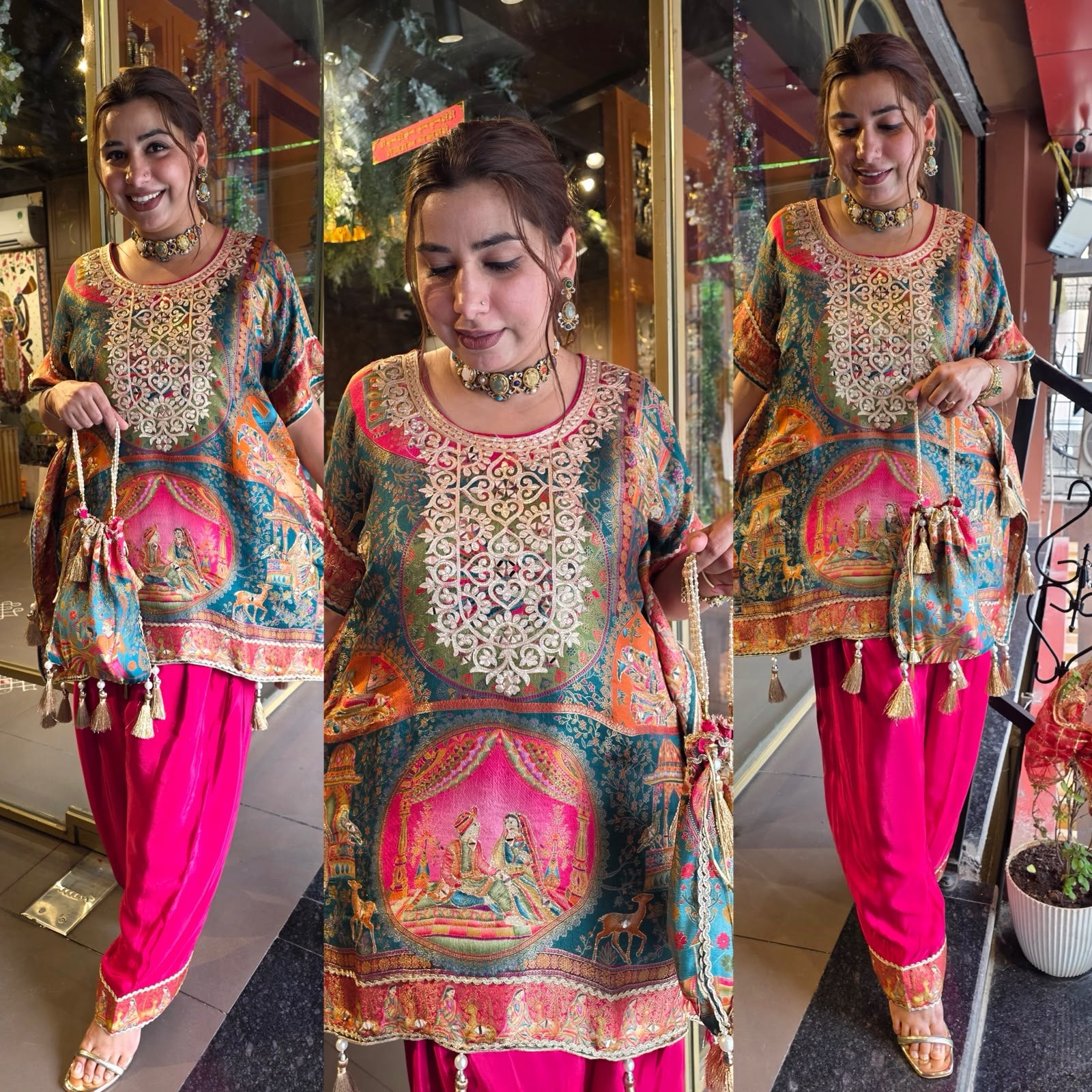 Multicolor Heritage woven Kaftan Set