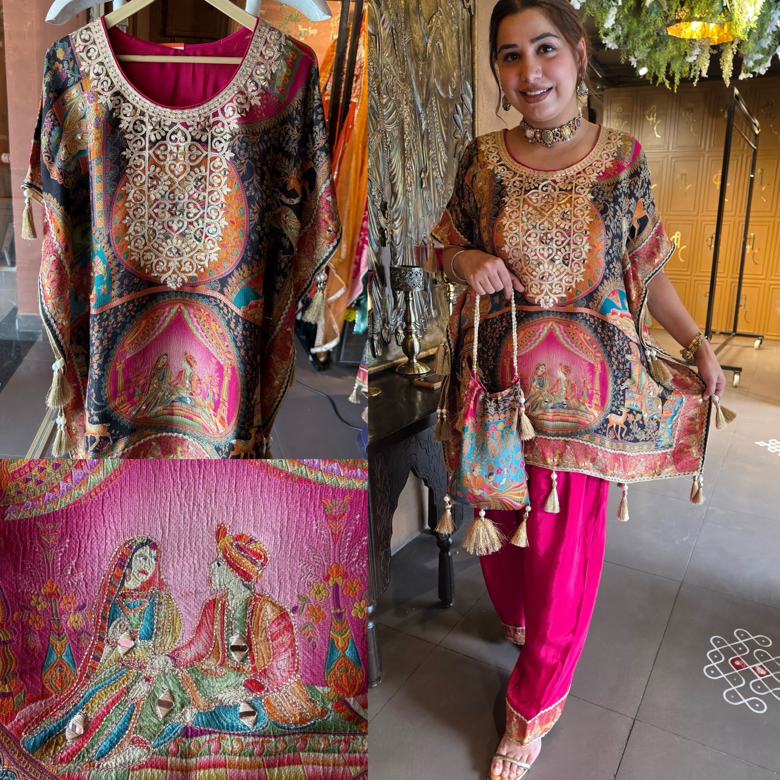 Multicolor Heritage woven Kaftan Set