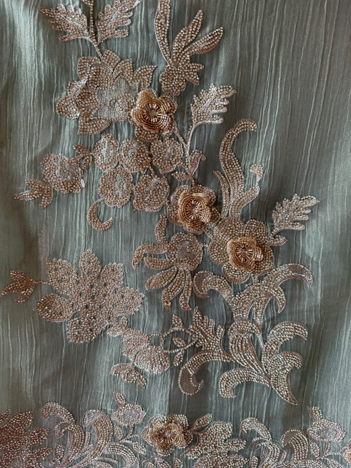 Embroidered crushed tissue Suit Set