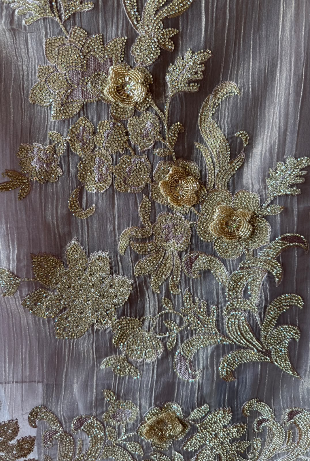 Embroidered crushed tissue Suit Set