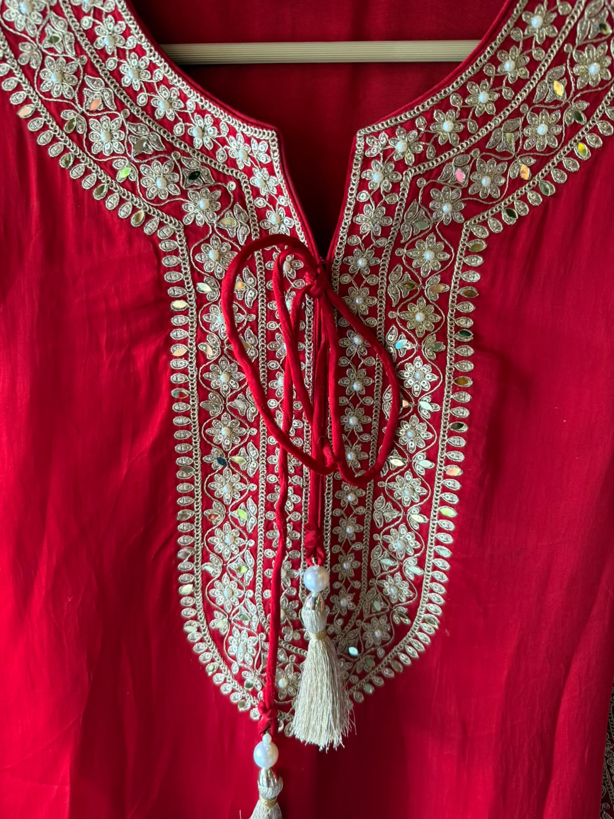 Hand Embroidered Straight Suit Set with Bottoms