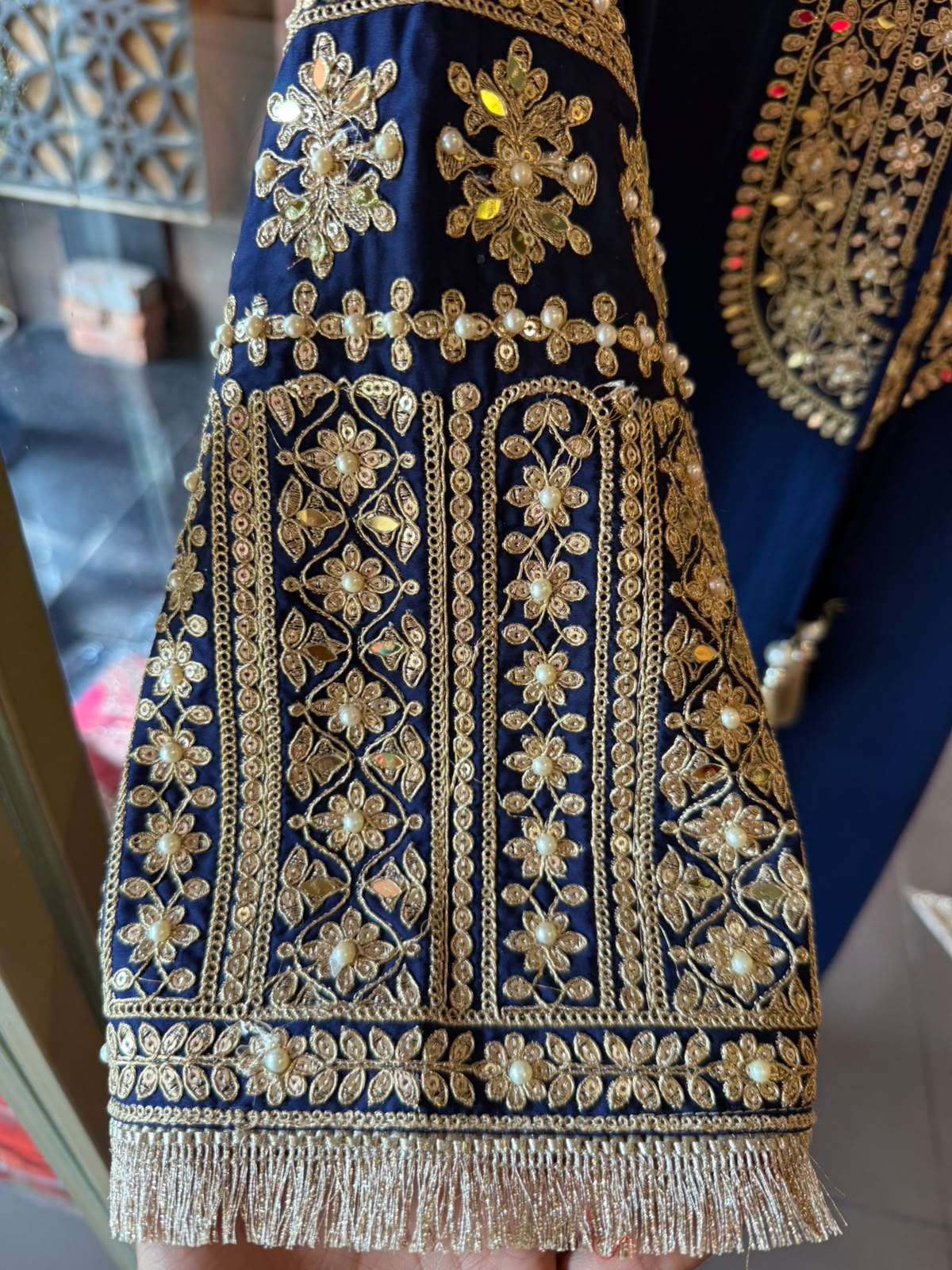 Hand Embroidered Straight Suit Set with Bottoms