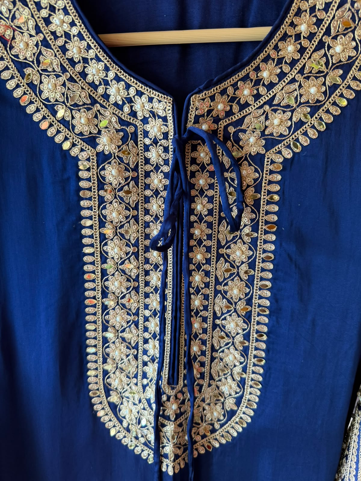 Hand Embroidered Straight Suit Set with Bottoms