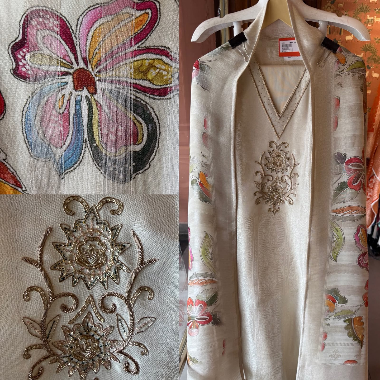 Ivory Printed & Embellished Suit Set