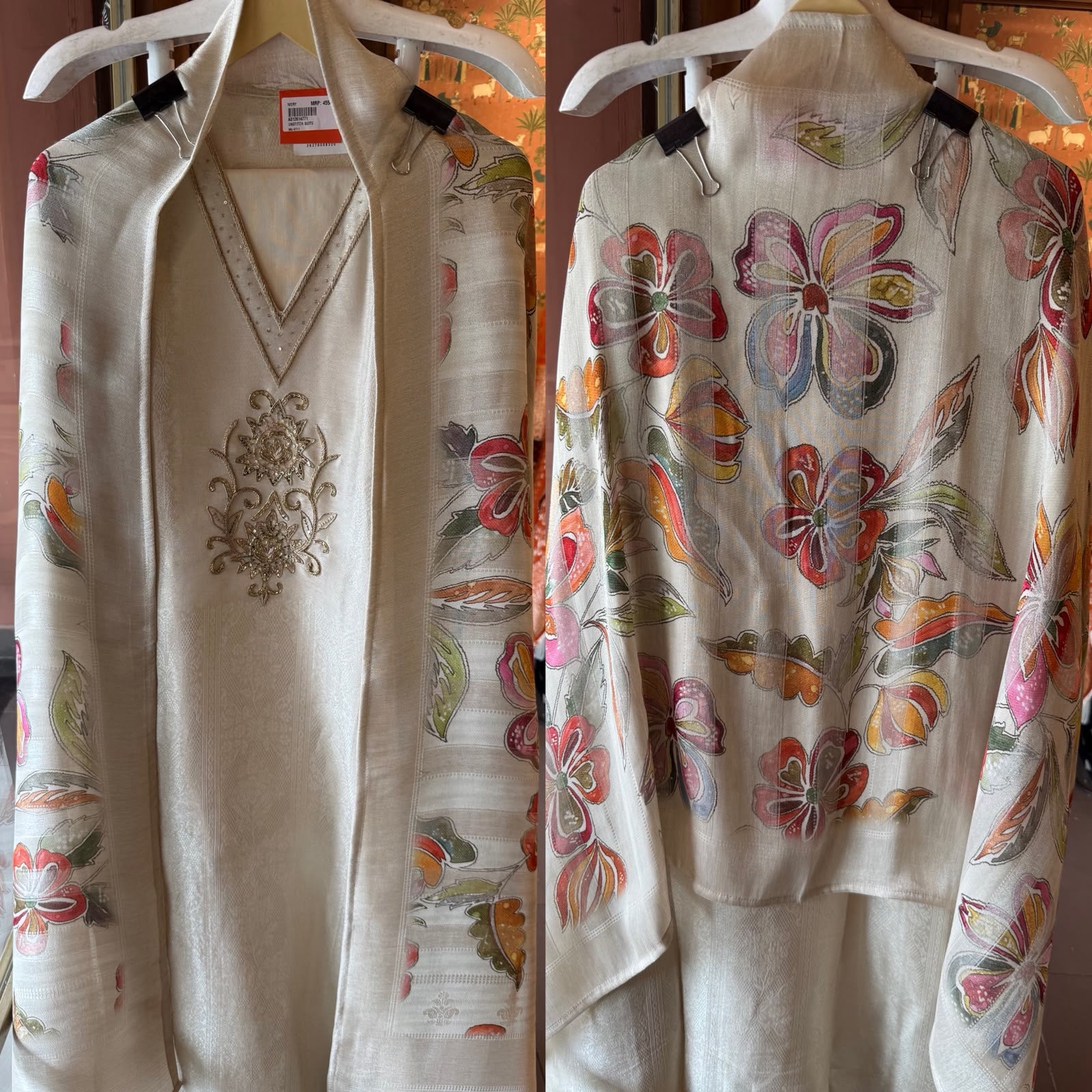 Ivory Printed & Embellished Suit Set