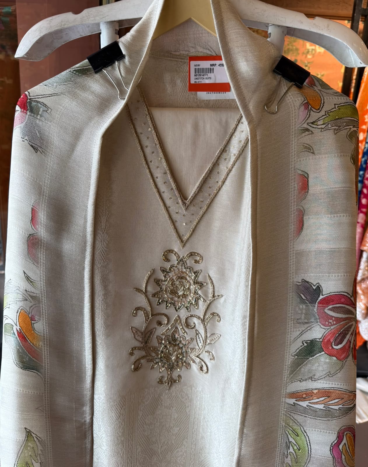 Ivory Printed & Embellished Suit Set