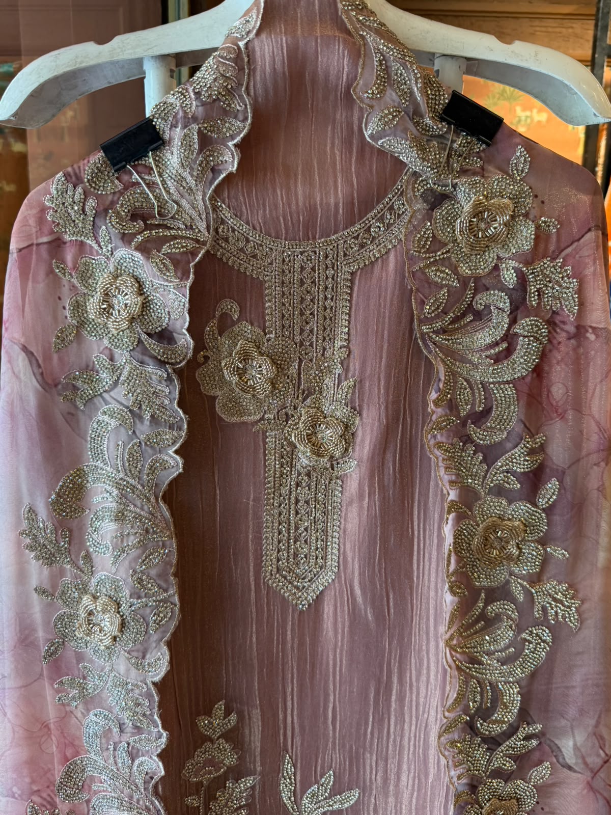 Embroidered crushed tissue Suit Set