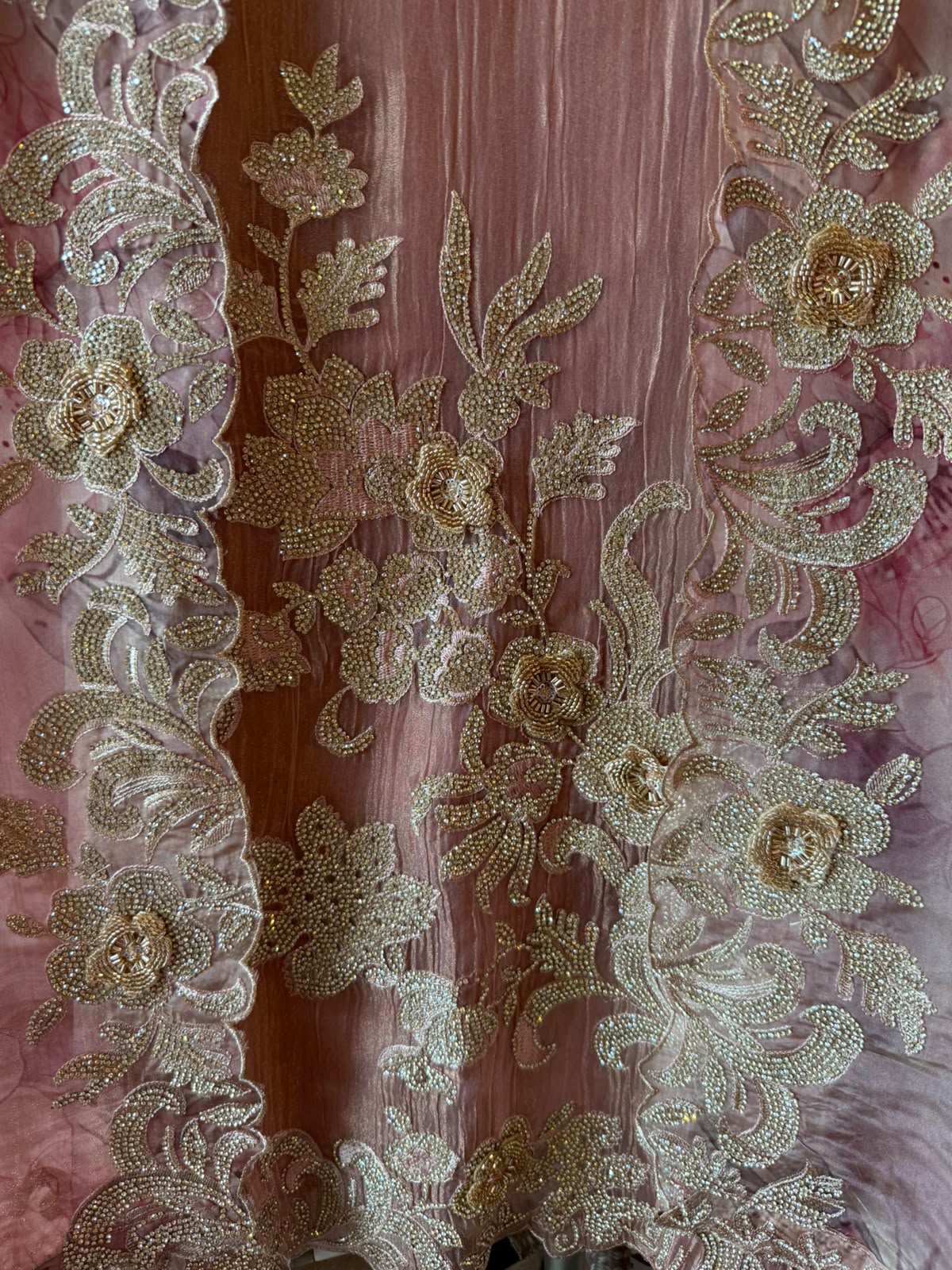 Embroidered crushed tissue Suit Set
