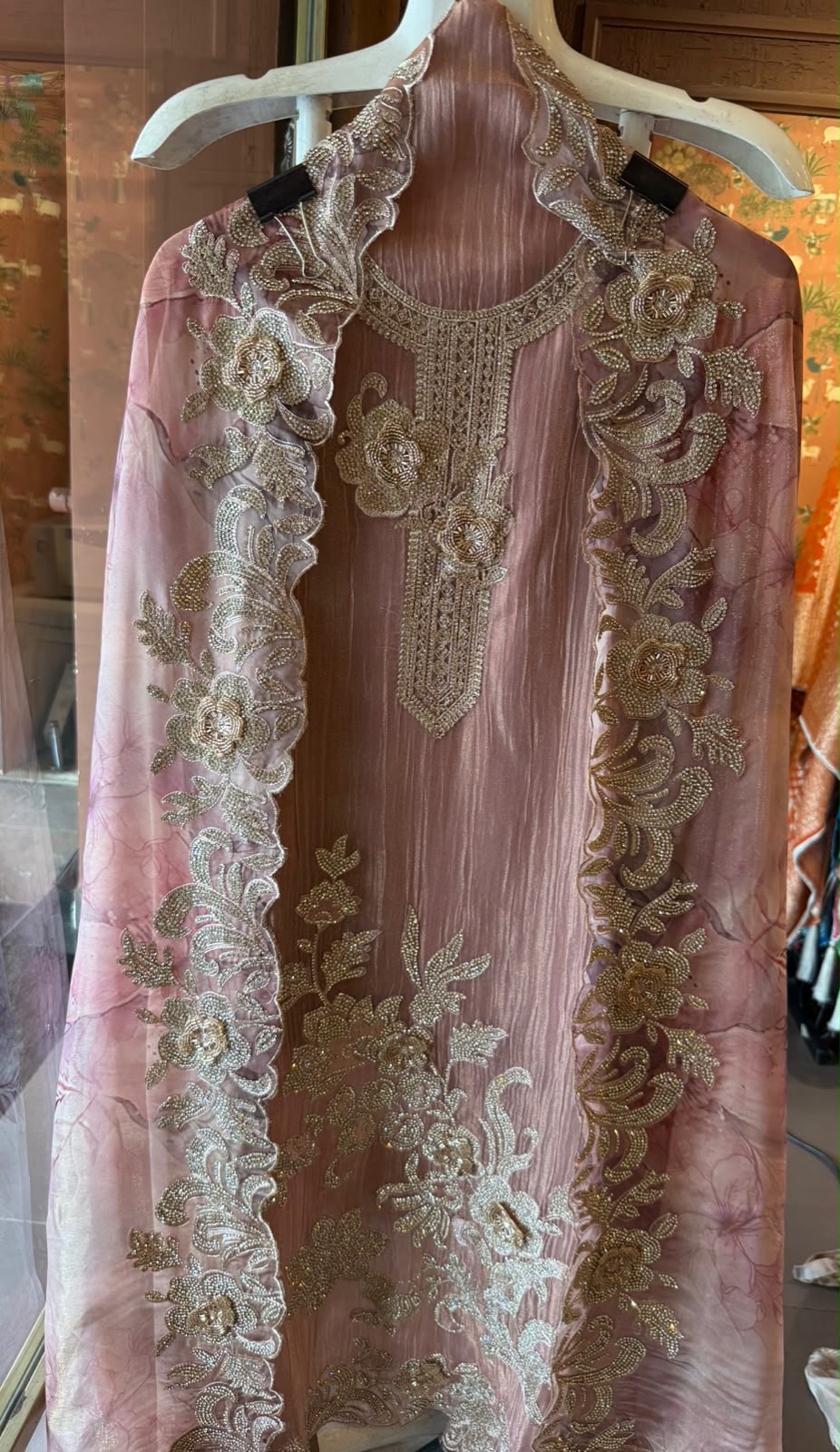 Embroidered crushed tissue Suit Set