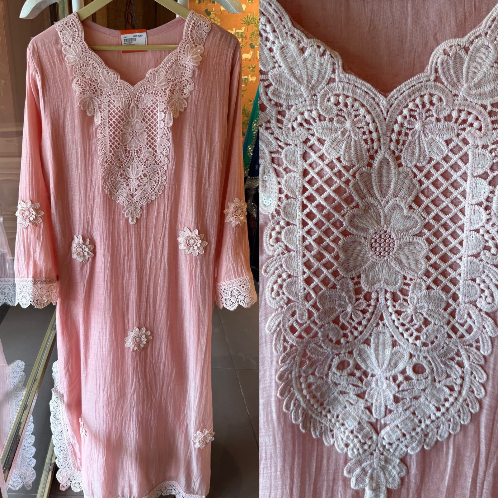 Floral Schiffli work Kurta set