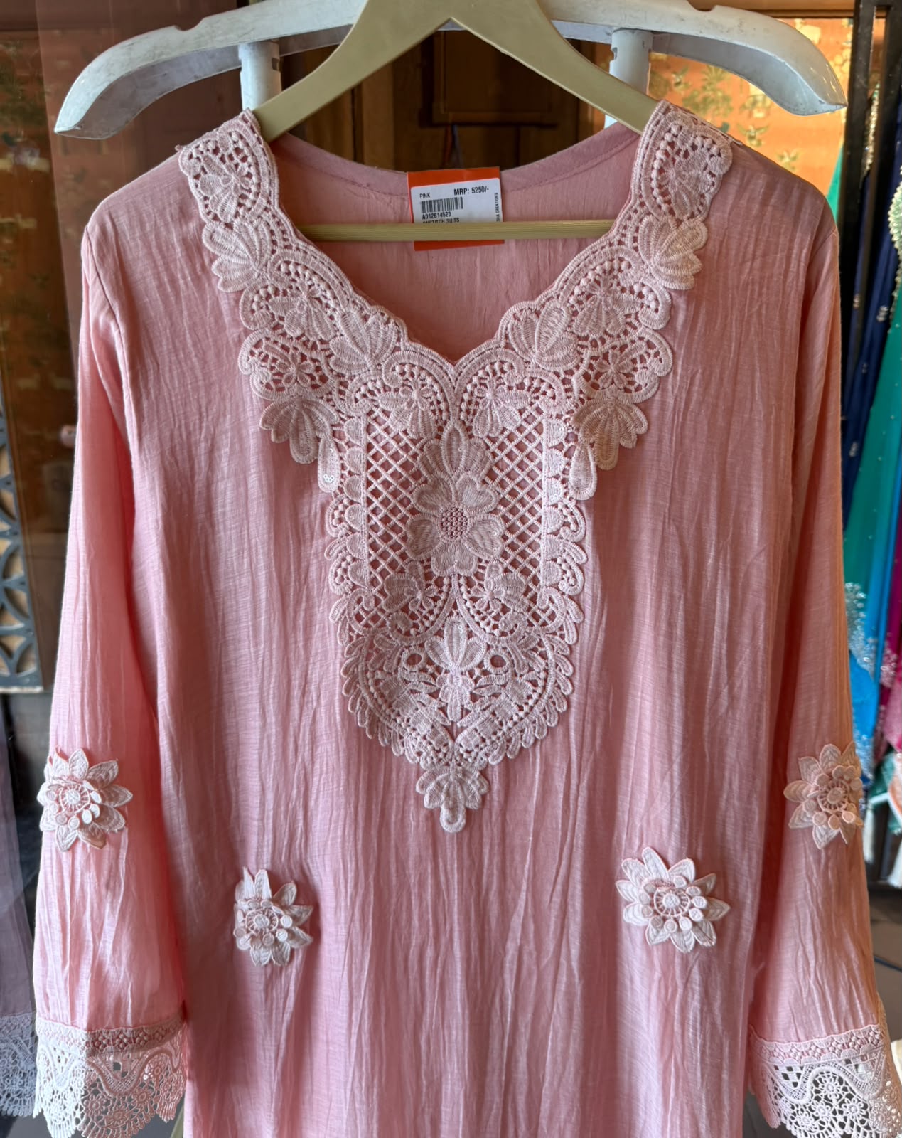 Floral Schiffli work Kurta set