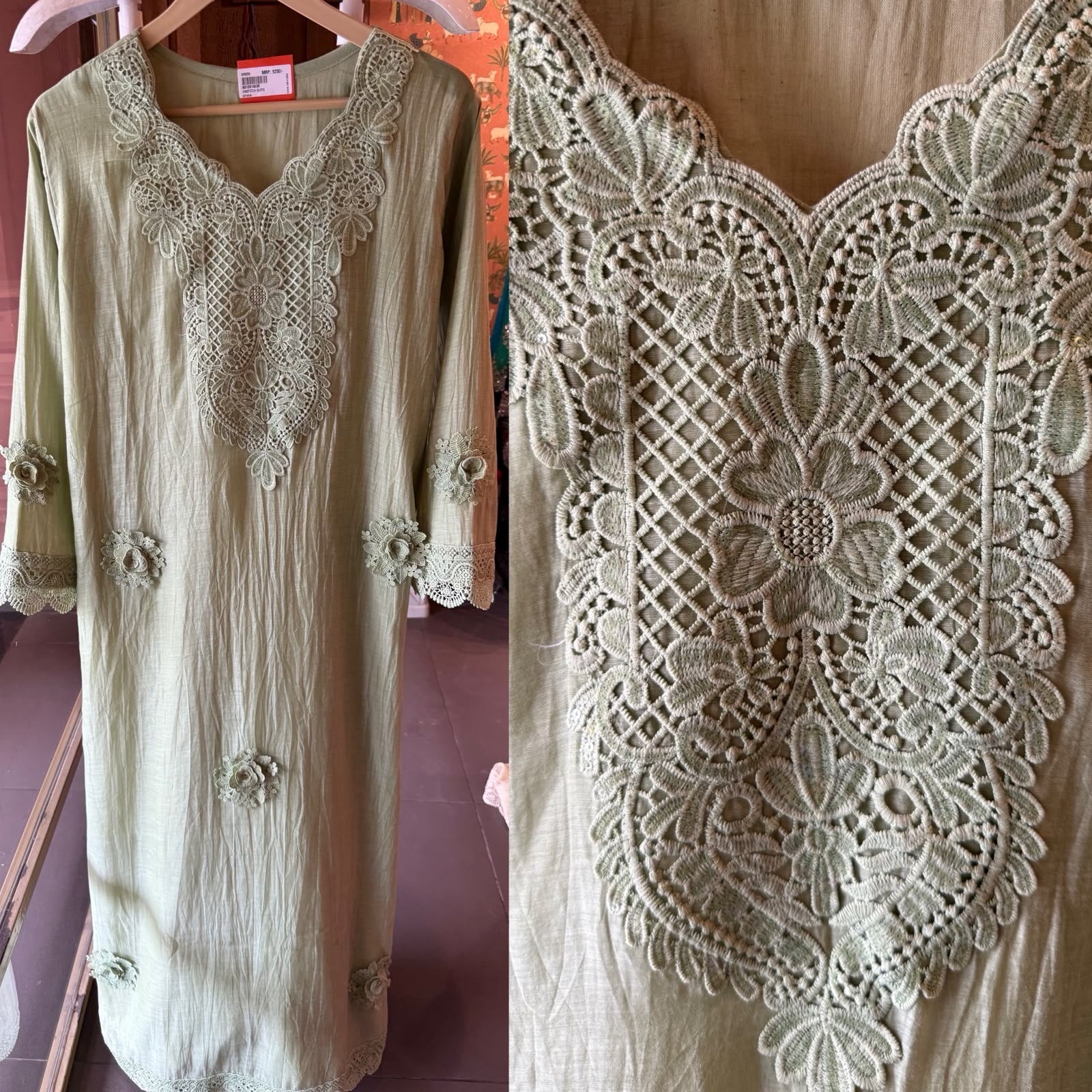 Floral Schiffli work Kurta set