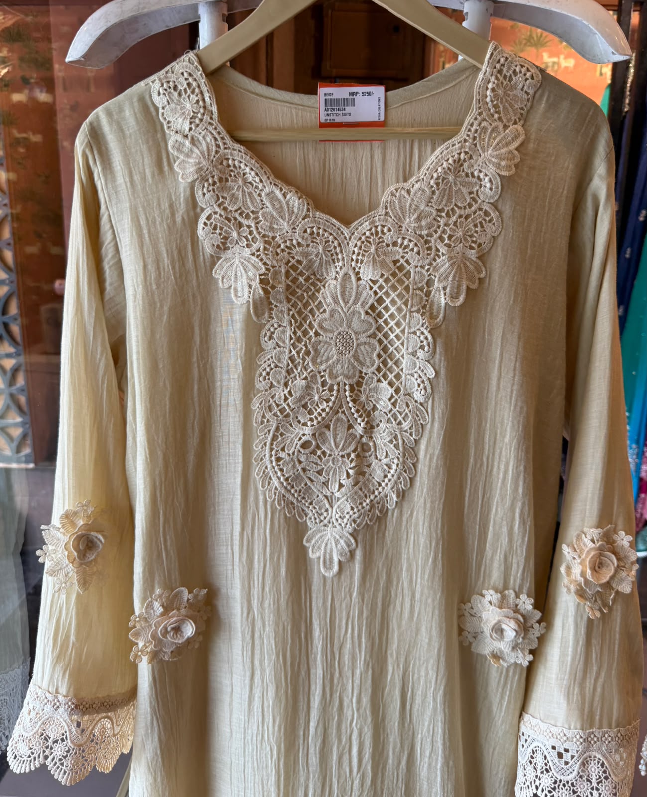 Floral Schiffli work Kurta set