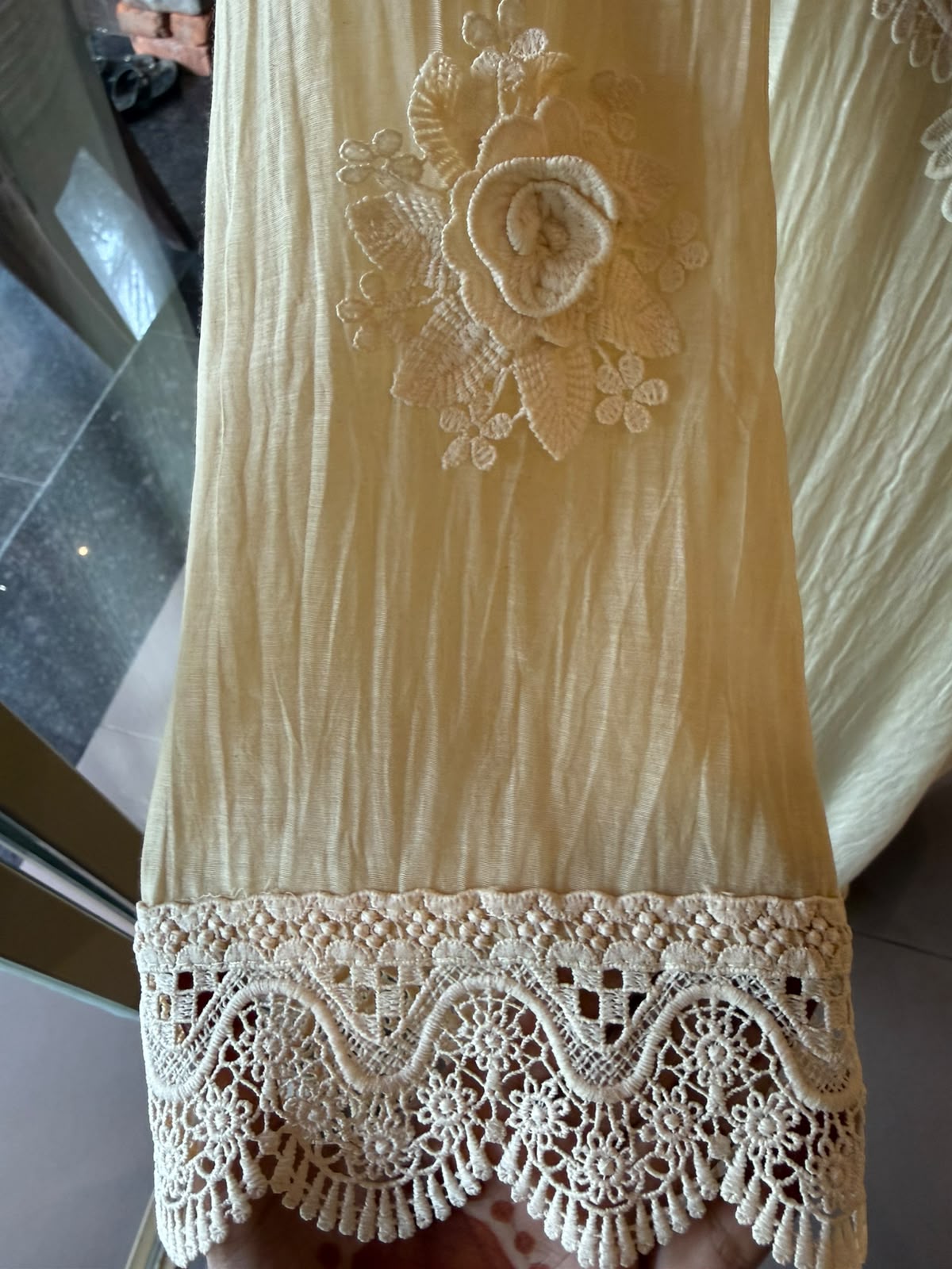 Floral Schiffli work Kurta set
