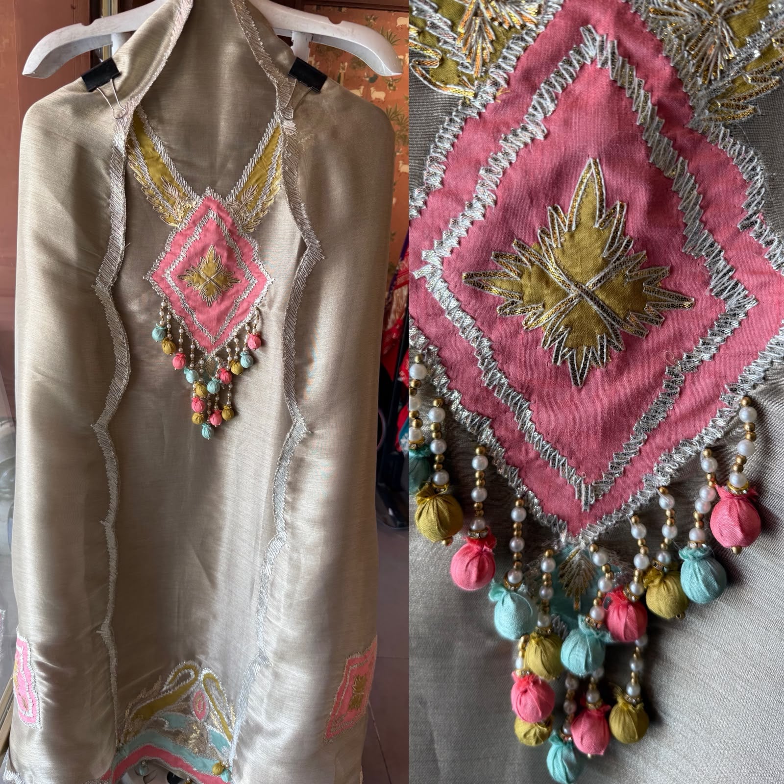 Giraffe tissue Suit with beautiful tassel detailing